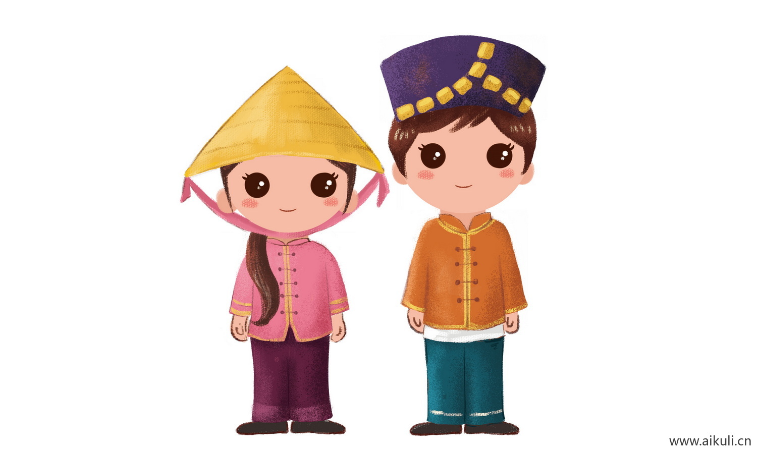 京族_56个民族卡通人物PNG免扣