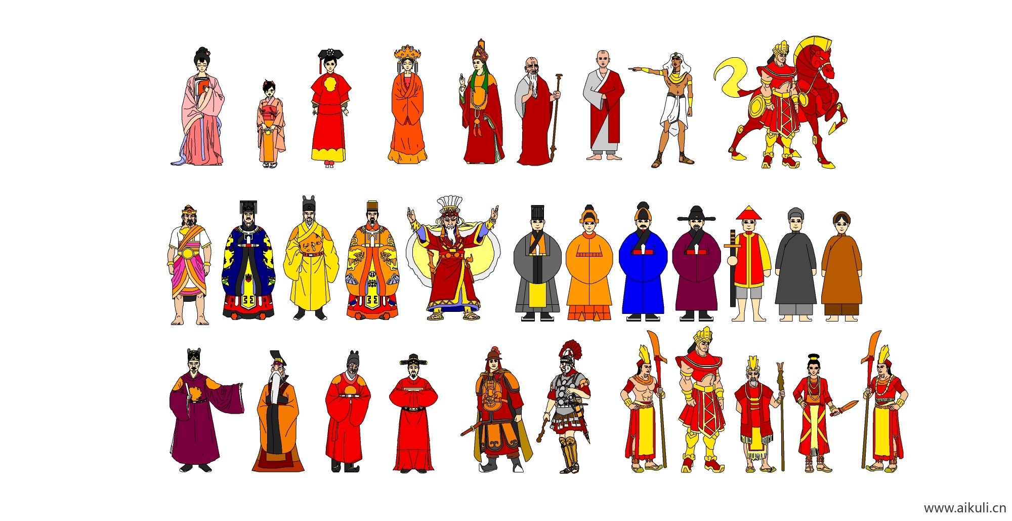 古代宫廷人物2D剪影