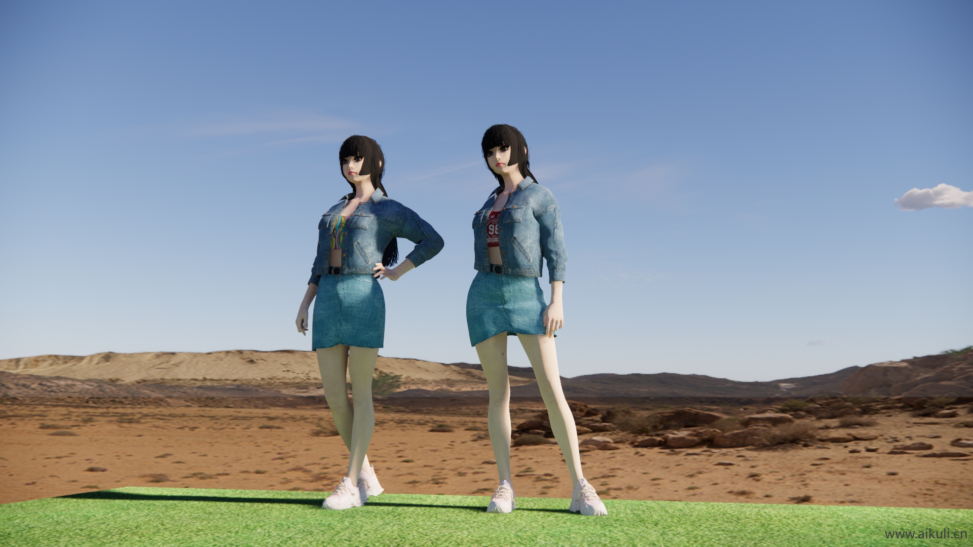 牛仔外套女孩人物