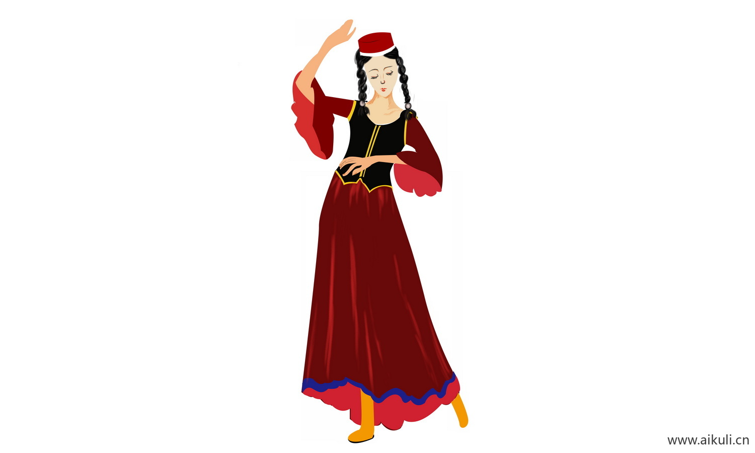 维吾尔族插画_56个民族卡通人物PNG免扣