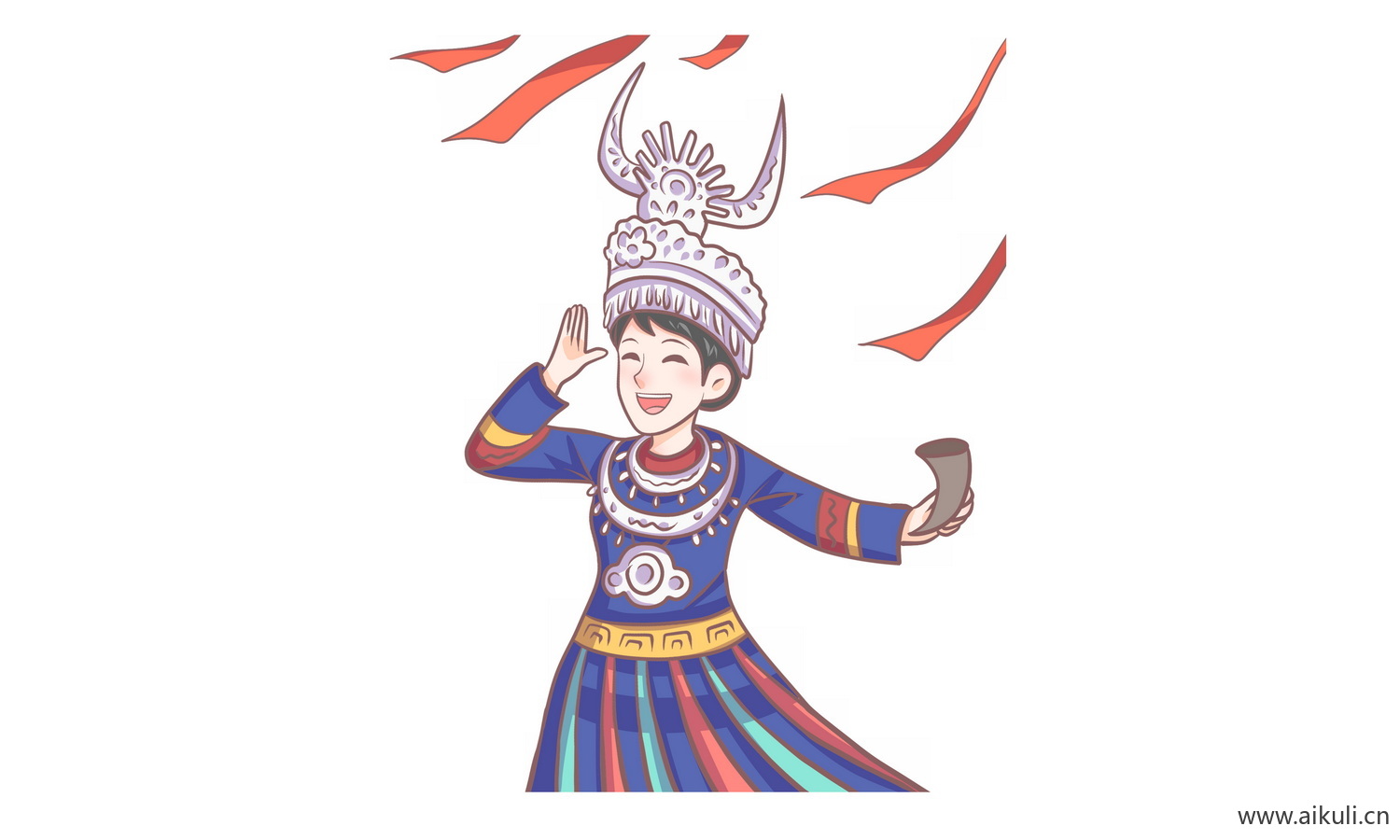 苗族_56个民族卡通人物PNG免扣