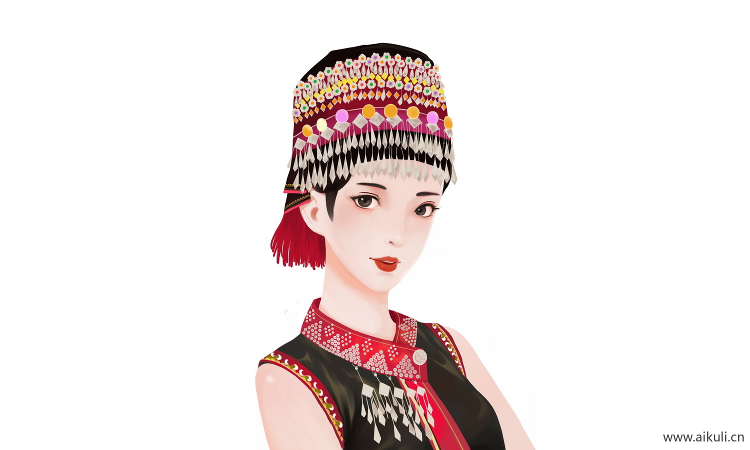 傣族少女_56个民族卡通人物PNG免扣