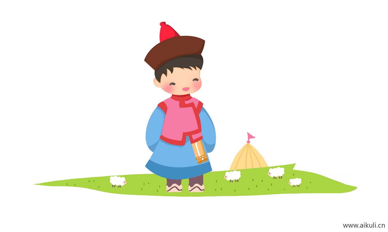蒙古族男子_56个民族卡通人物PNG免扣