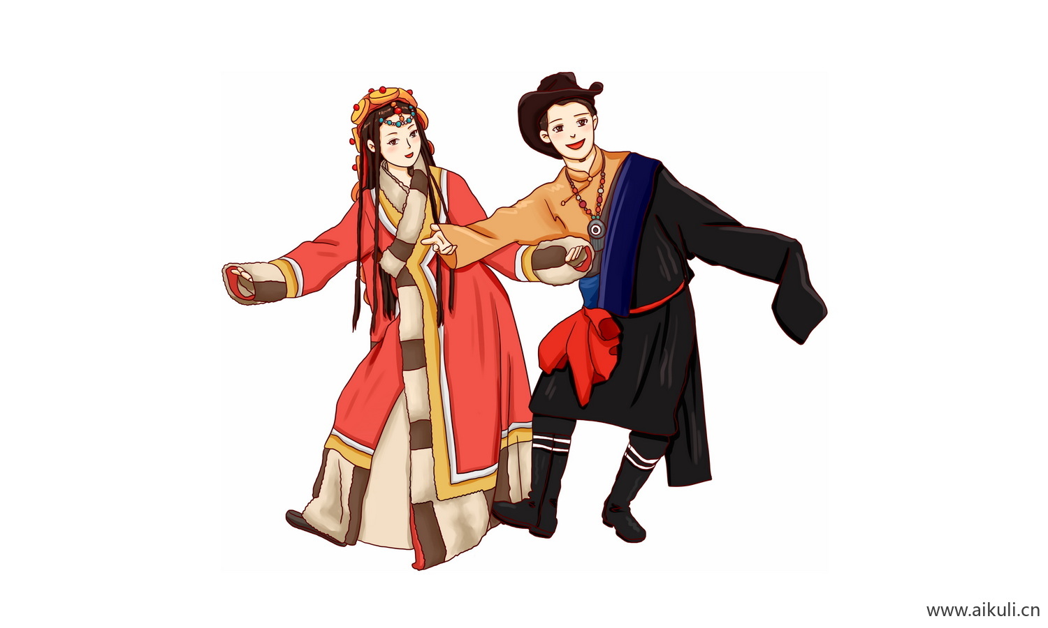 藏族_56个民族卡通人物PNG免扣