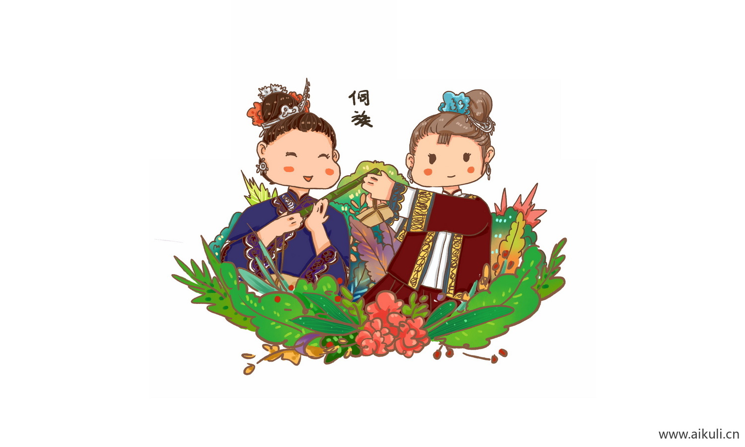 侗族_56个民族卡通人物PNG免扣 (2)