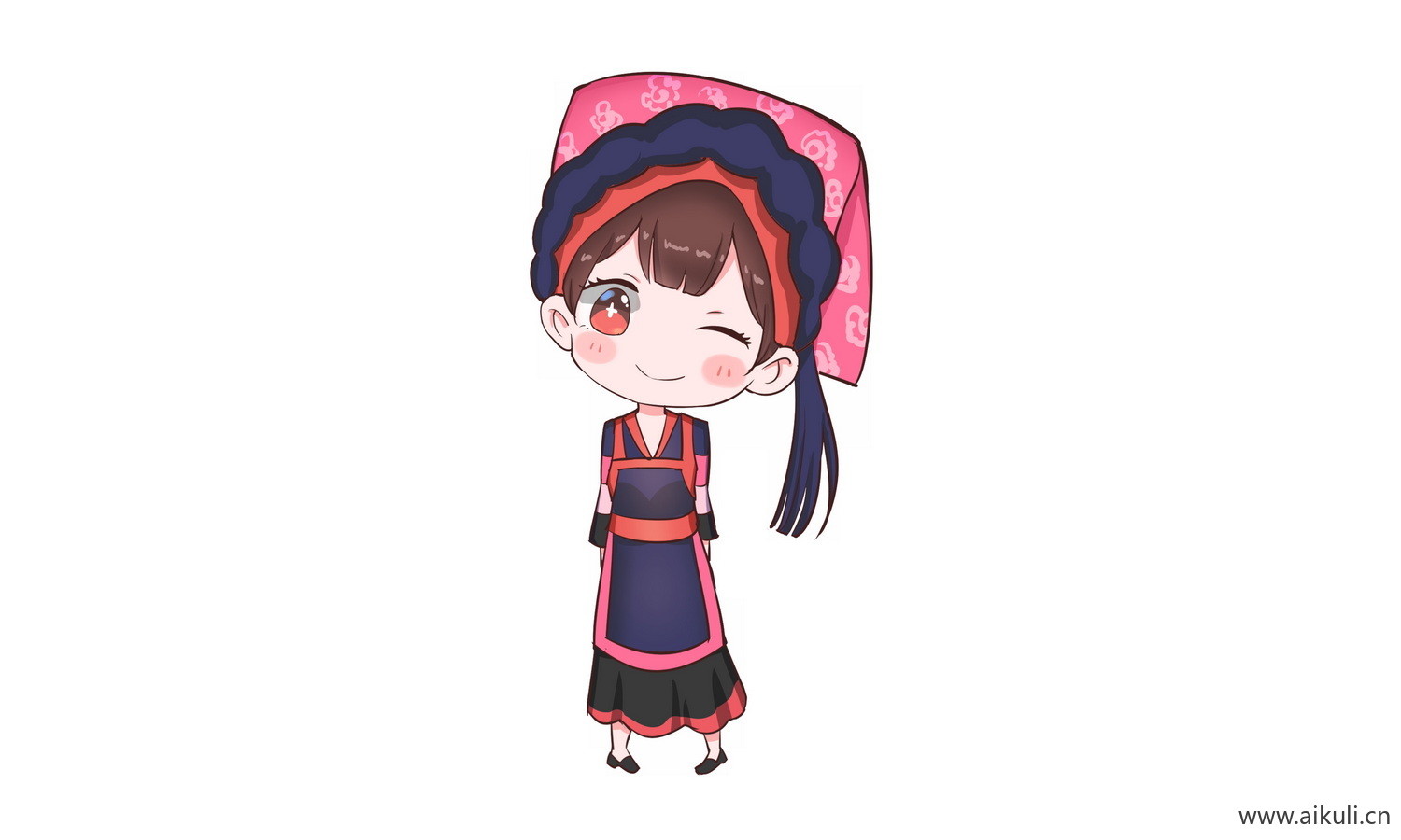 布依族女孩_56个民族卡通人物PNG免扣