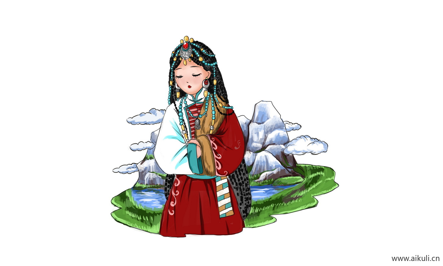 藏族人物_56个民族卡通人物PNG免扣