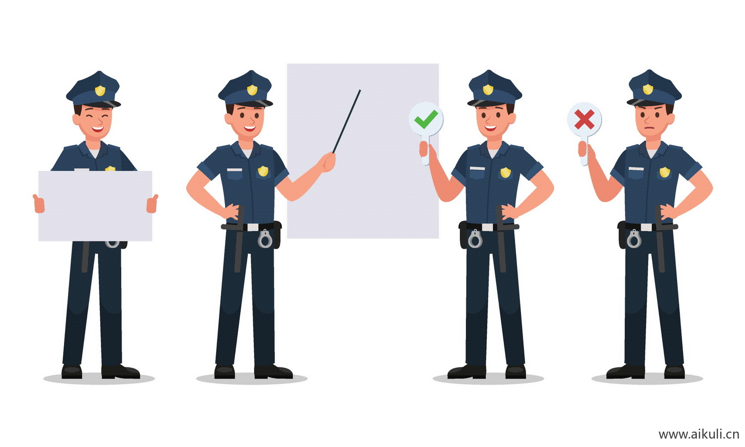 卡通警察警车警察局人物角色动作分解icon图标 -EPS矢量设计素材