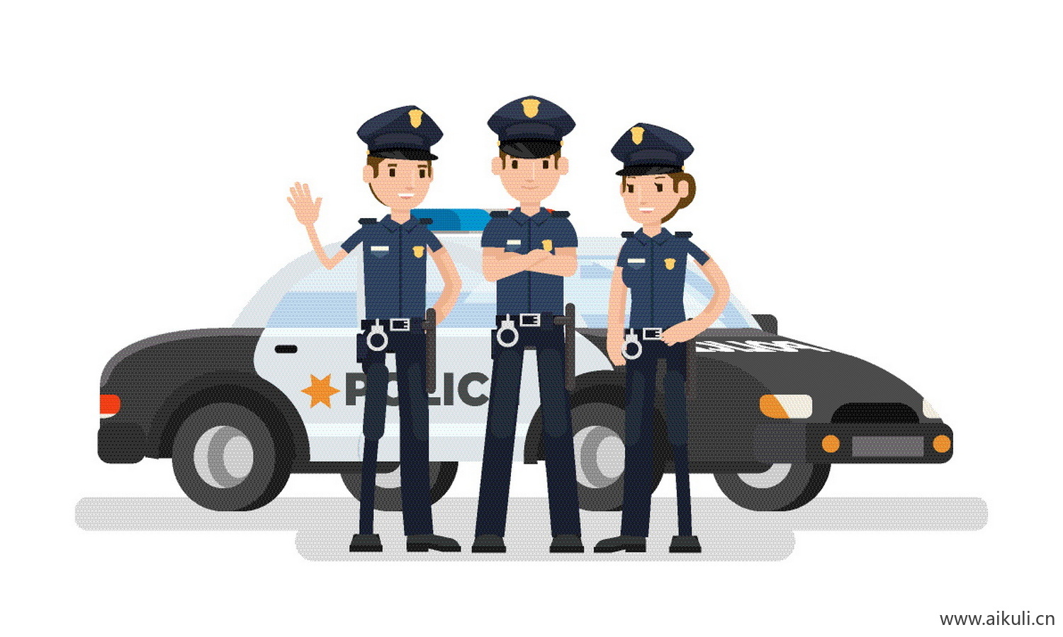 卡通警察警车警察局人物角色 动作分解icon图标 EPS矢量设计素材