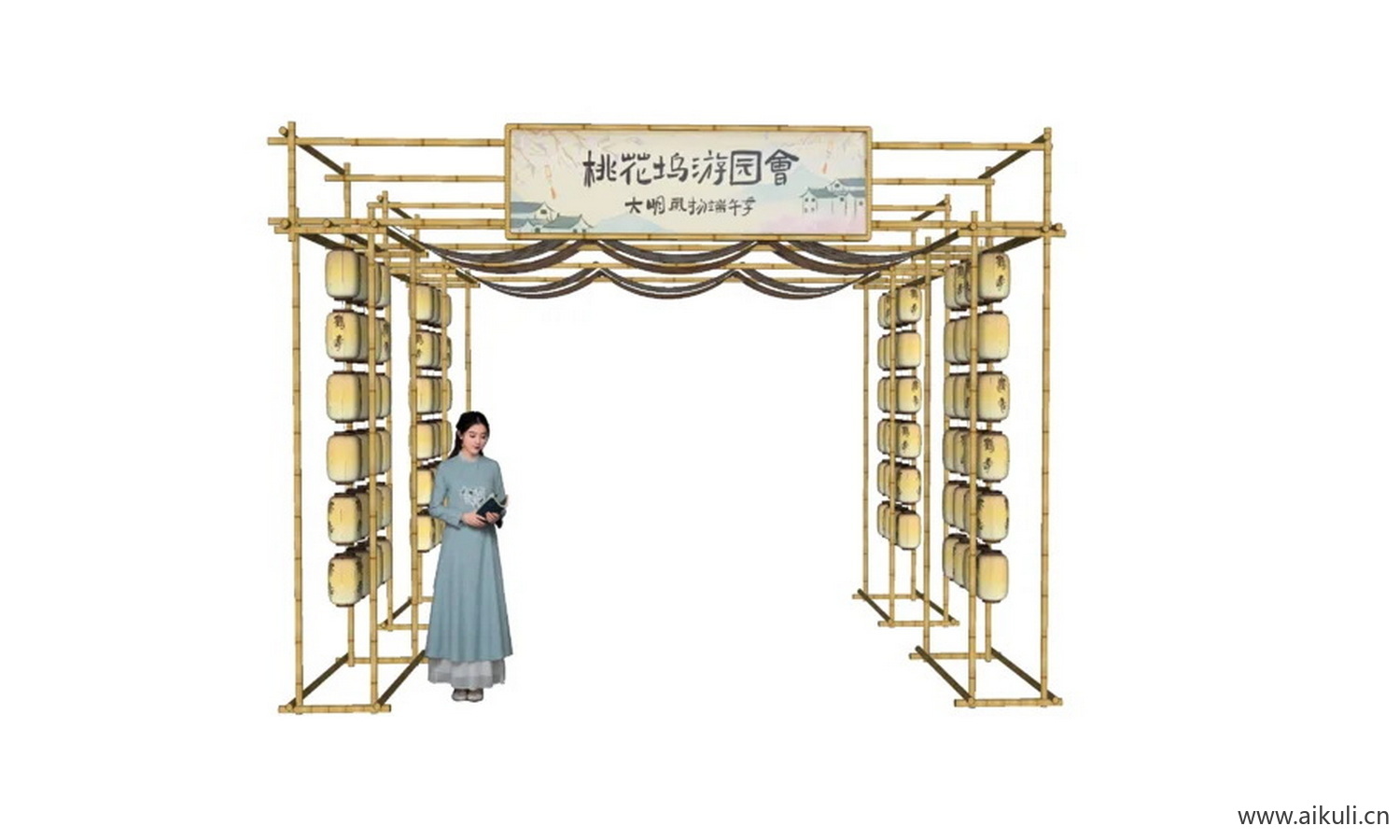 竹子门灯笼的SU模型