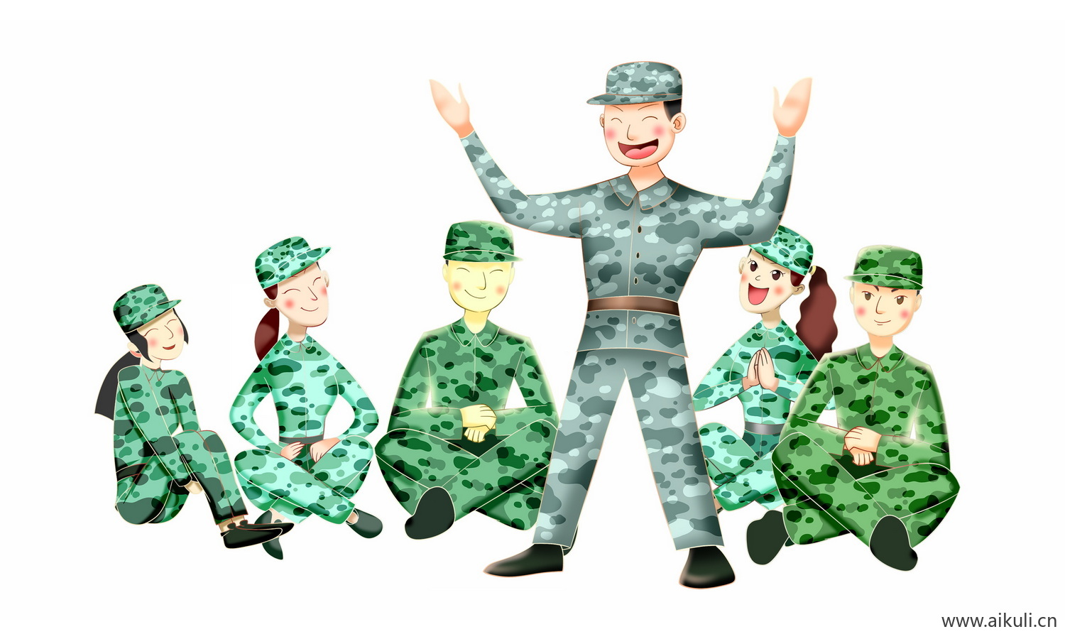 卡通手绘迷彩服军人PNG免扣