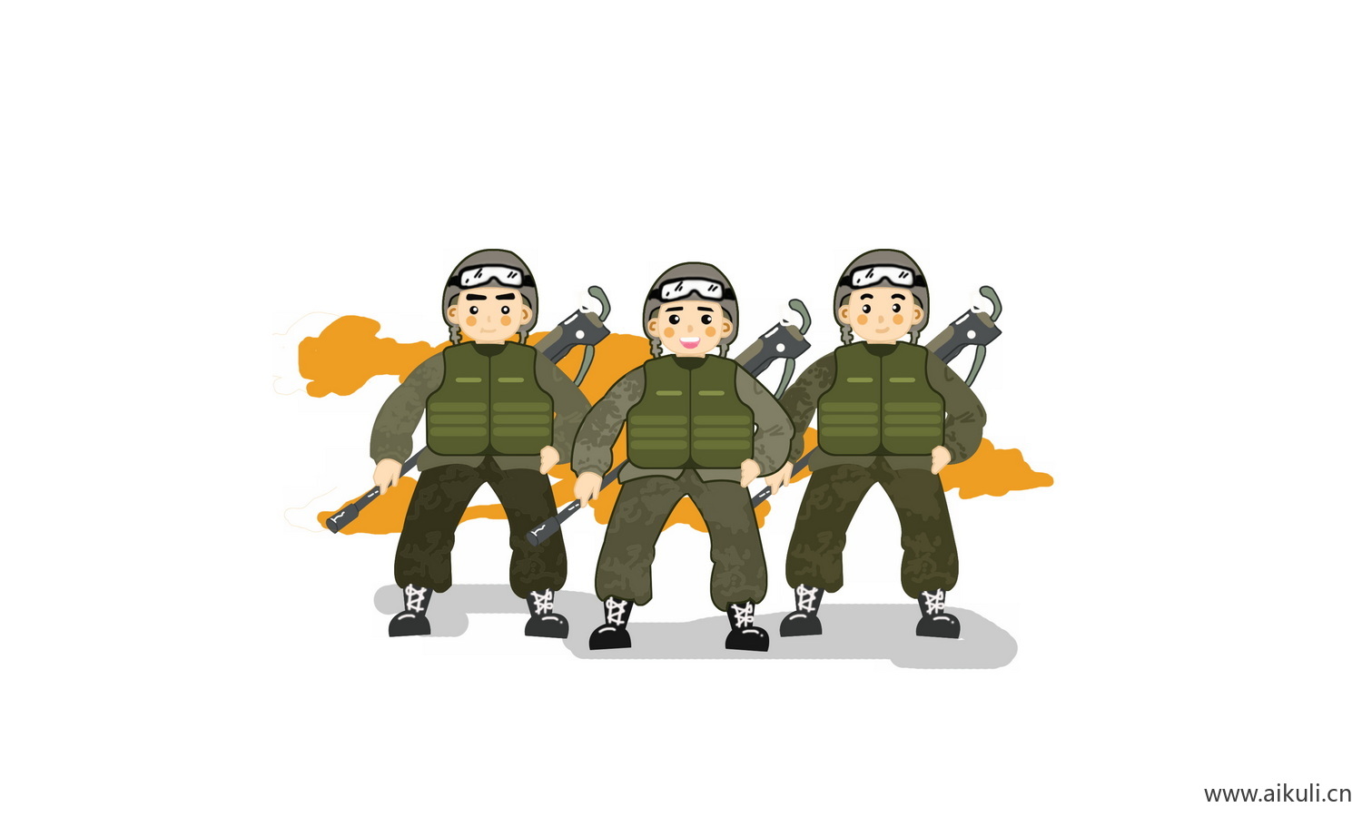手绘迷彩服军人PNG