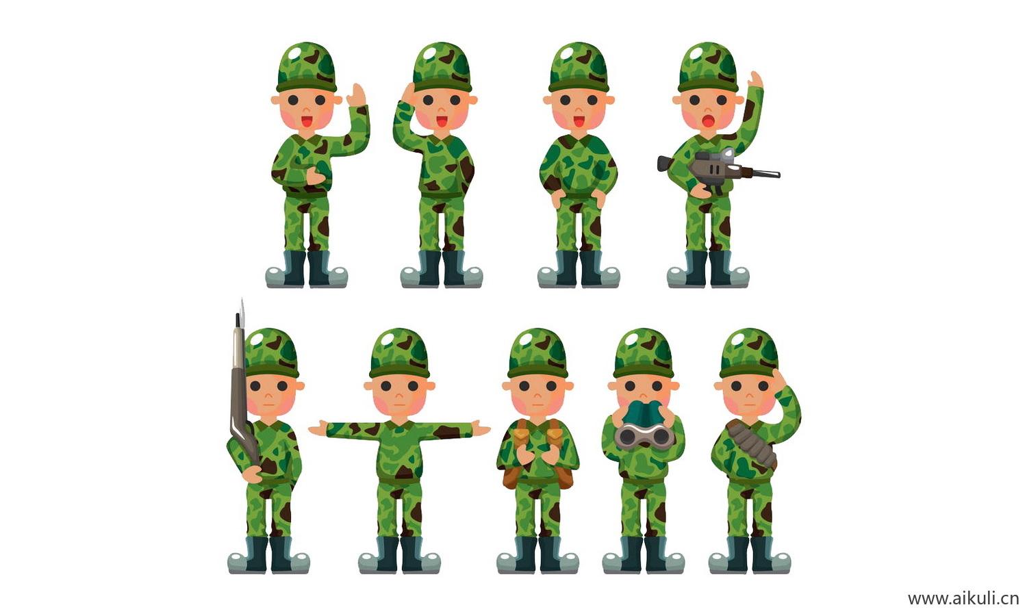 PNG免扣卡通手绘迷彩服军人PNG