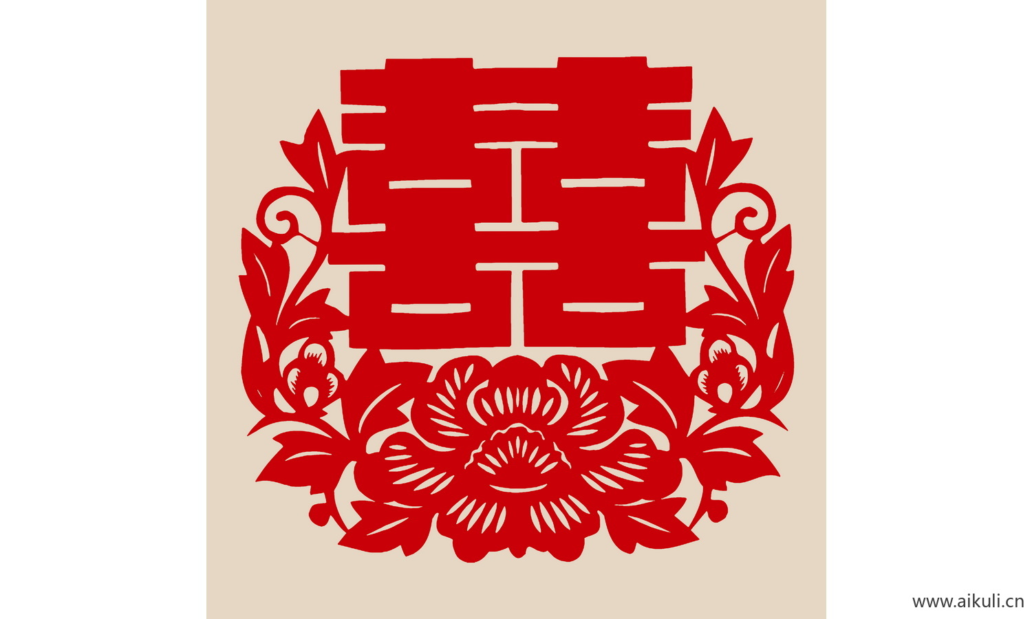 中式传统婚庆双喜喜字剪纸剪影14-PSD分层