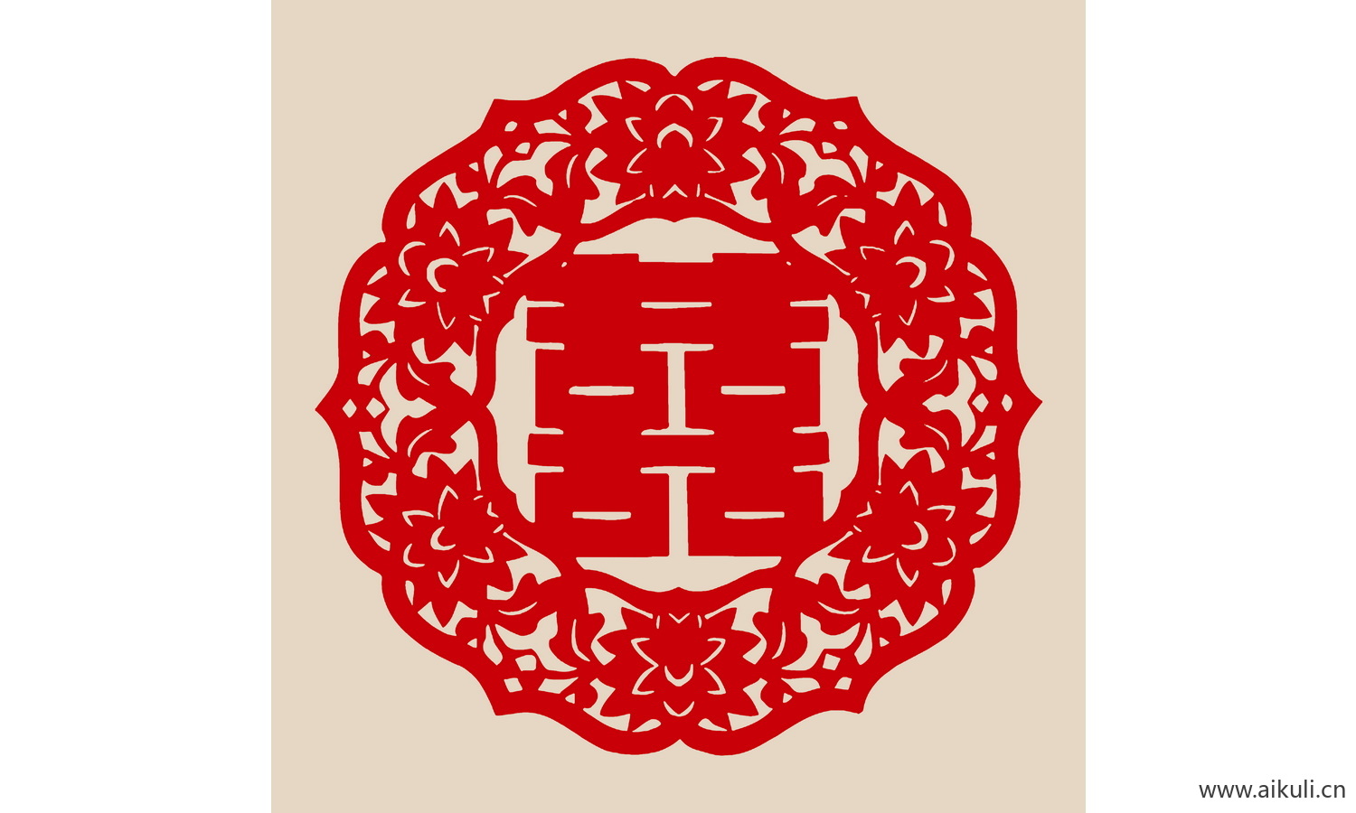 剪纸剪影R-PSD分层中式传统婚庆双喜喜字