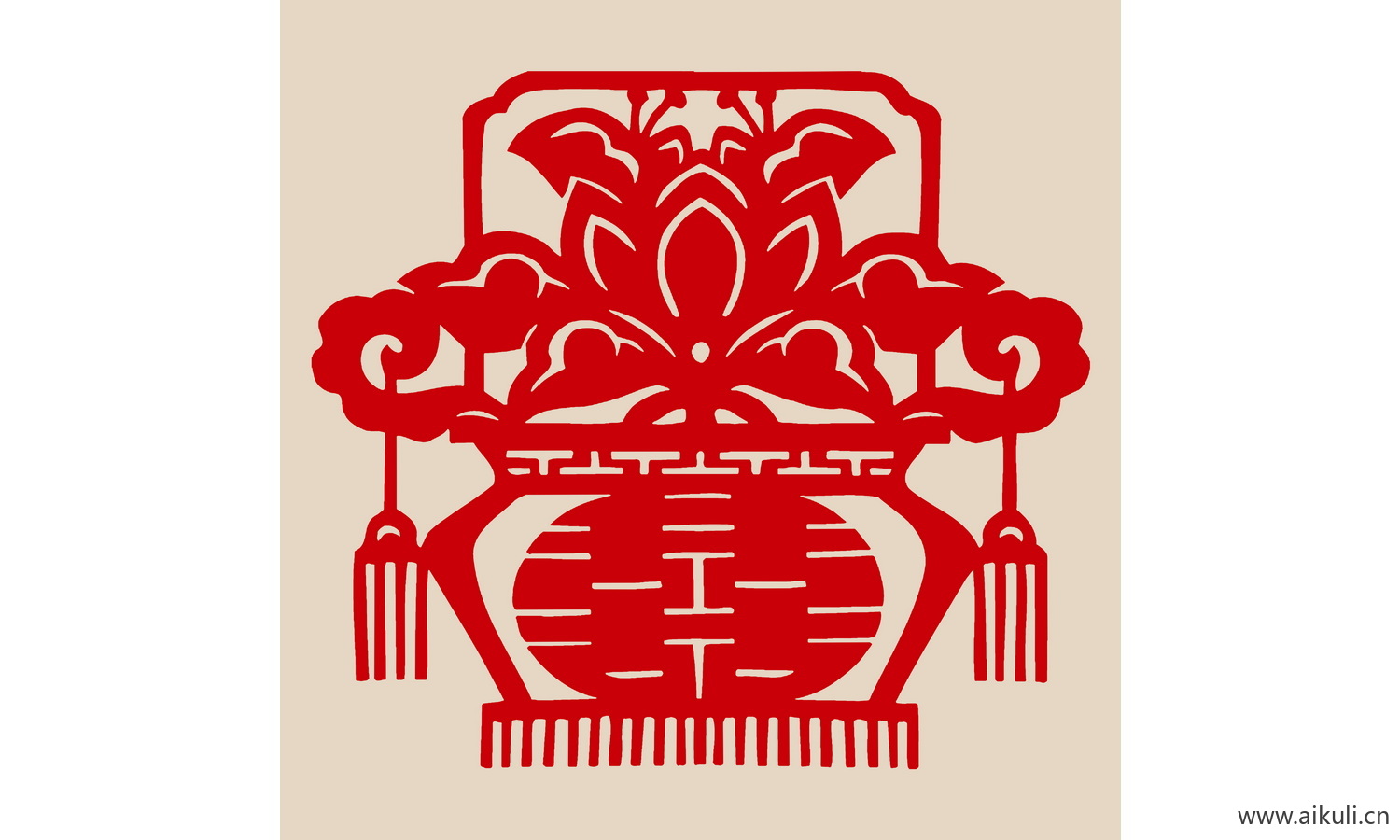 PSD分层中式传统婚庆双喜喜字T-PS剪纸剪影