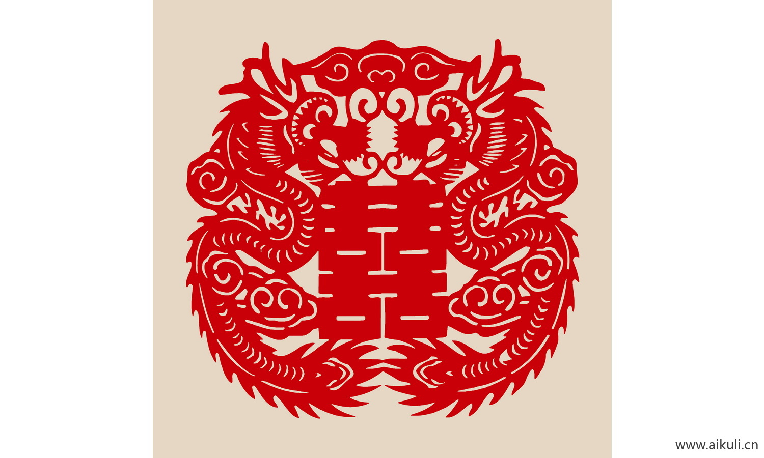 PSD分层中式传统婚庆双喜喜字O-PS剪纸剪影