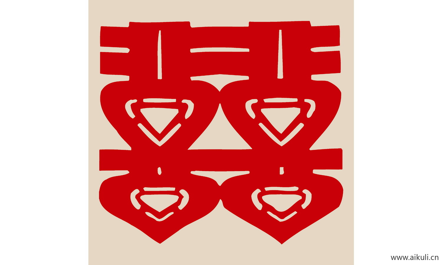 剪纸剪影J-PSD分层中式传统婚庆双喜喜字