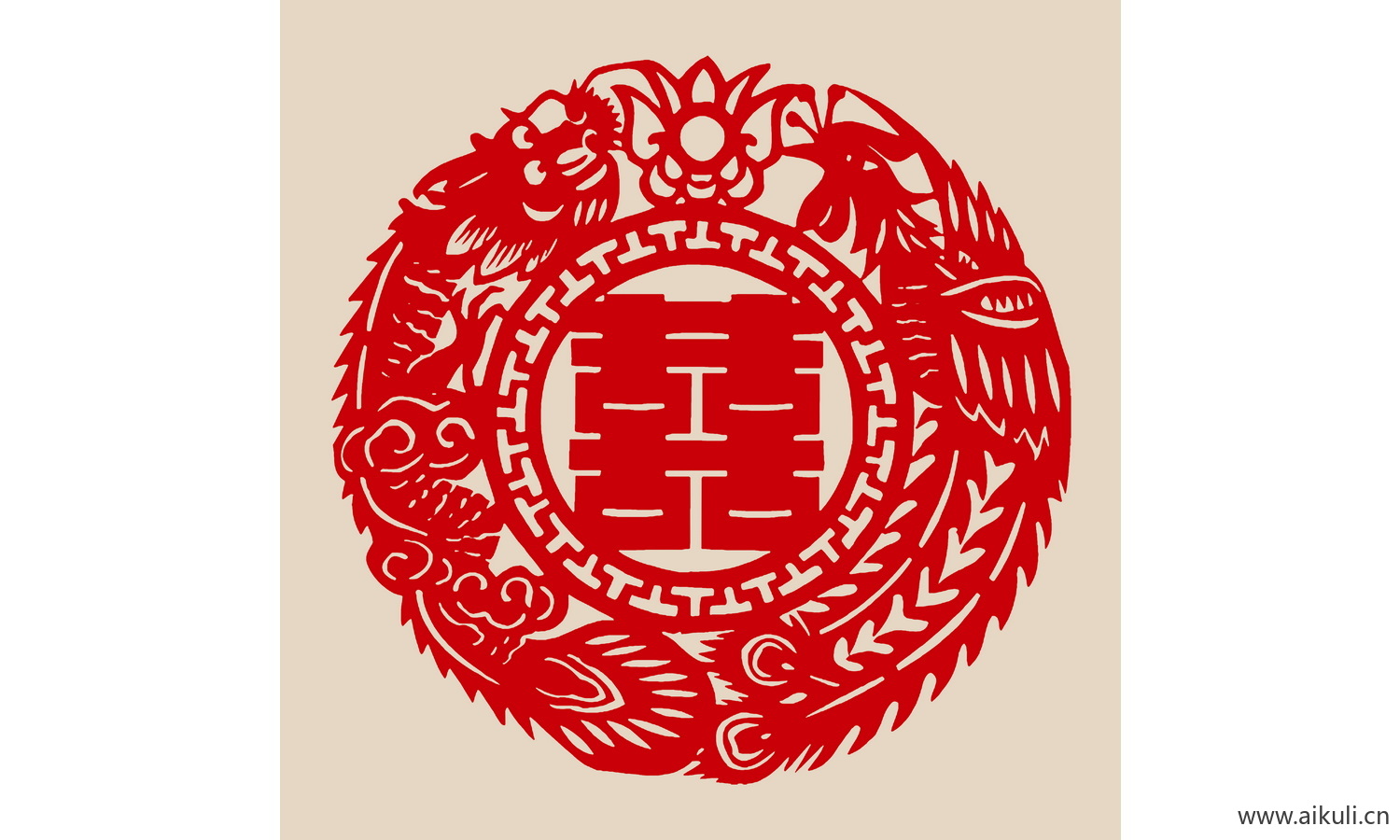 剪纸剪影L-PSD分层中式传统婚庆双喜喜字