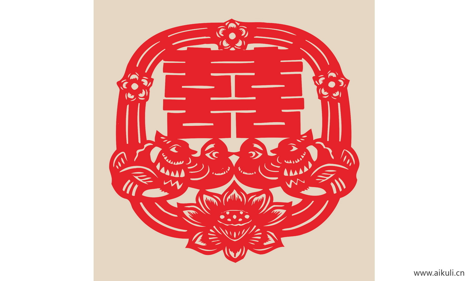 W-PSD分层婚庆双喜喜字传统艺术剪纸剪影