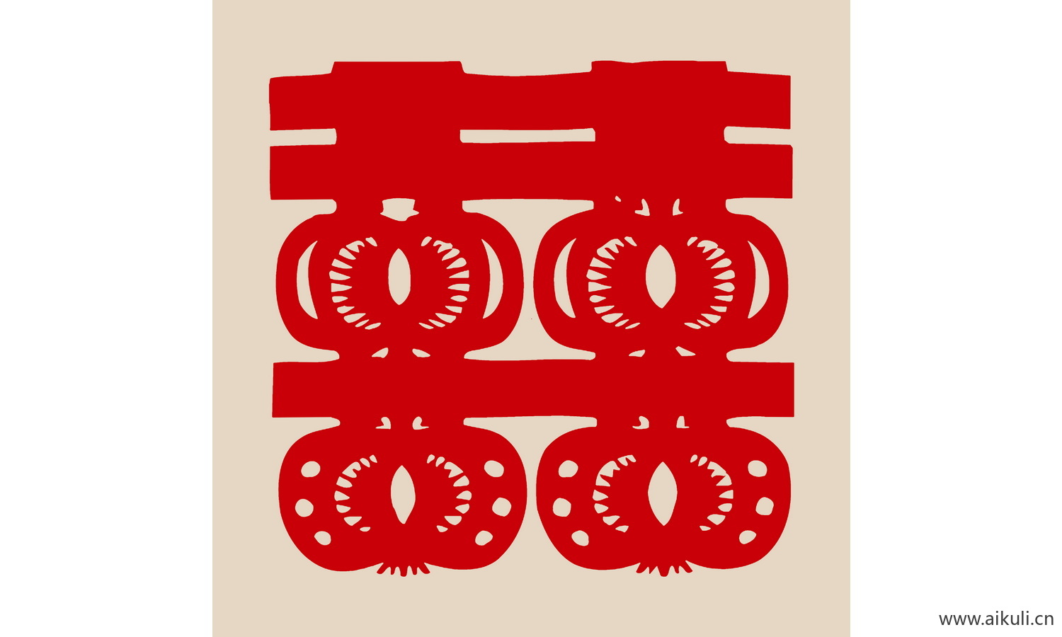 PSD分层中式传统婚庆双喜喜字R-PS剪纸剪影