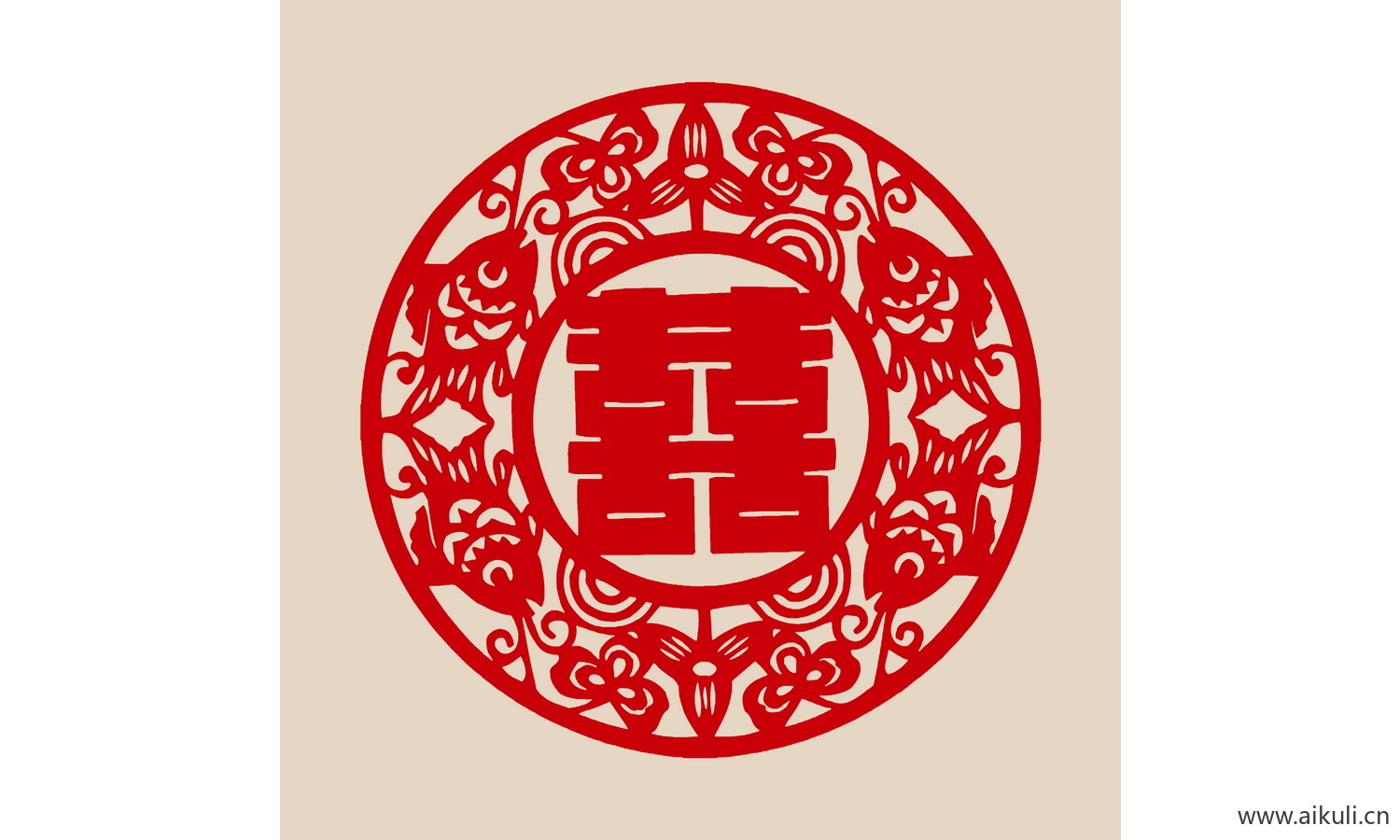 剪纸剪影S-PSD分层中式传统婚庆双喜喜字