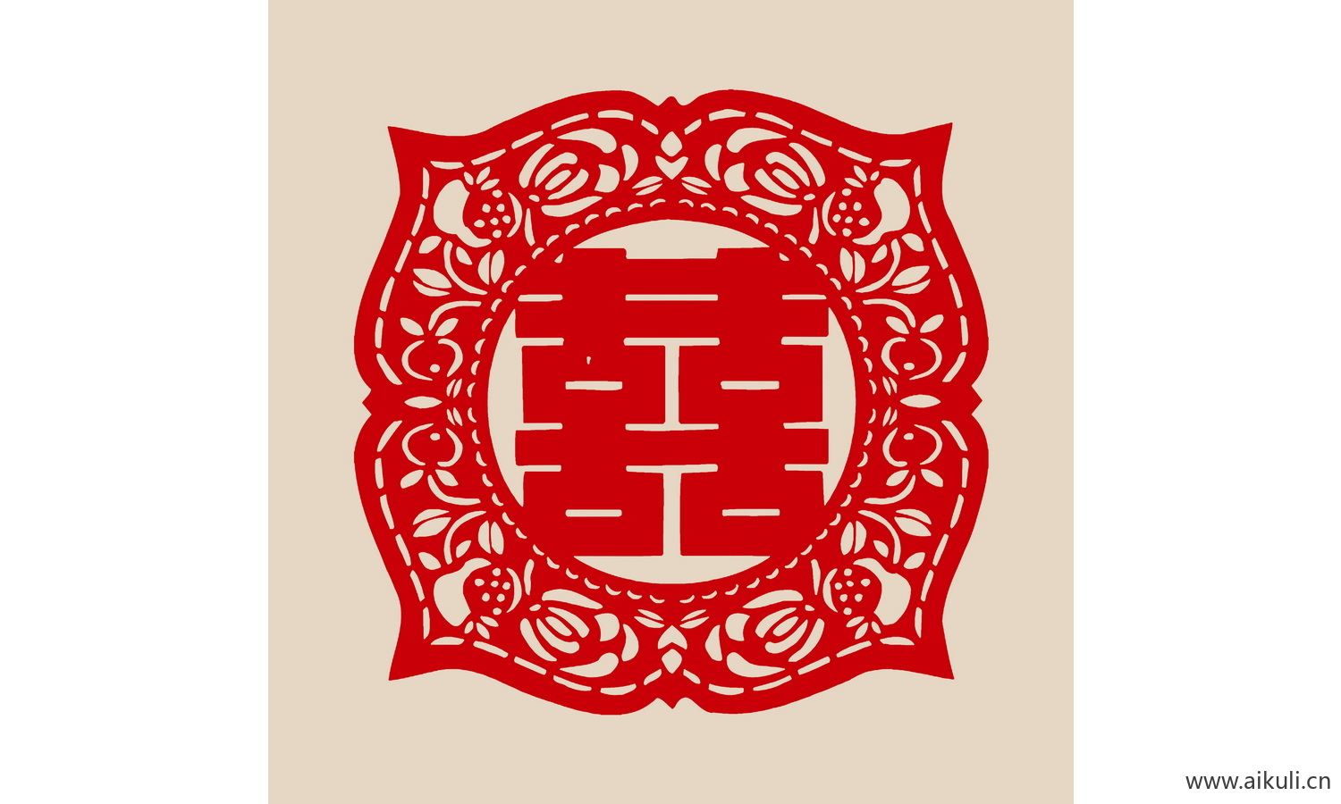 剪纸剪影D-PSD分层中式传统婚庆双喜喜字