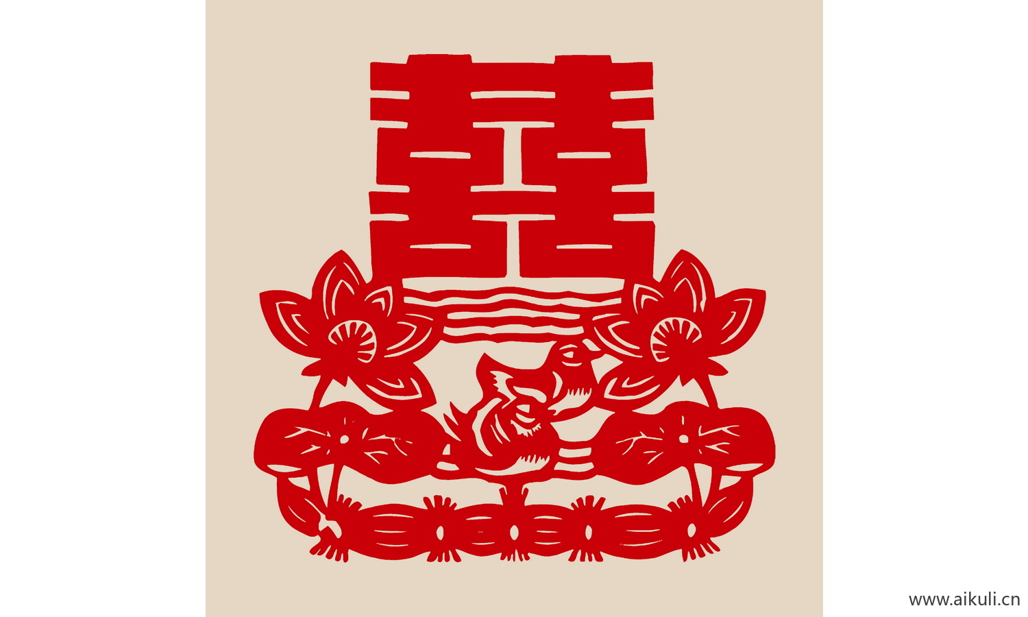 剪纸剪影F-PSD分层中式传统婚庆双喜喜字