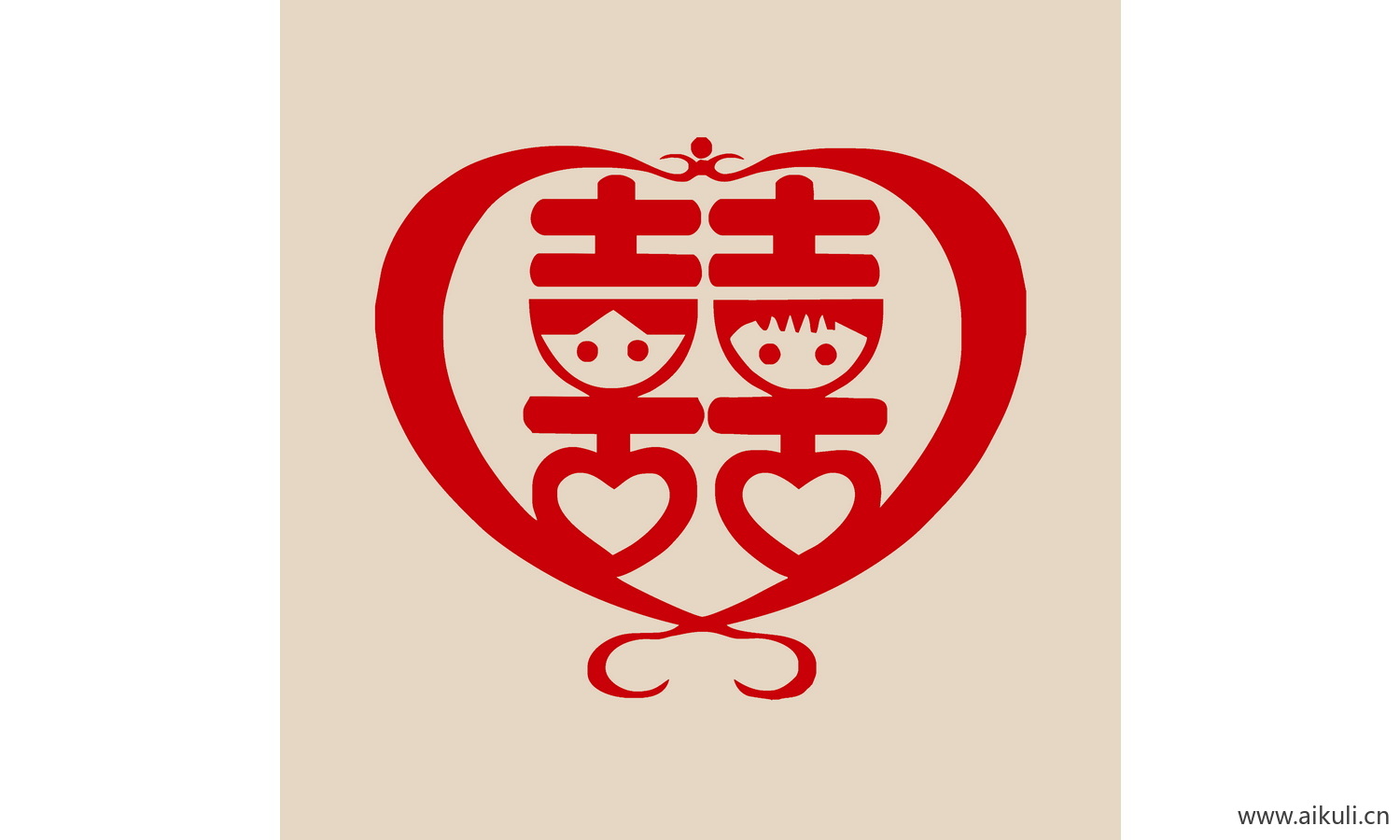 传统艺术PSD分层 婚庆双喜喜字94-PS剪纸剪影
