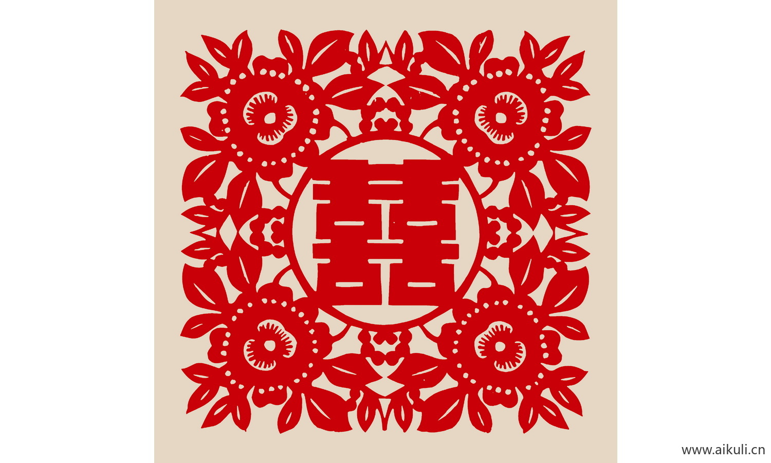 中式传统婚庆双喜喜字剪纸剪影9-PSD分层