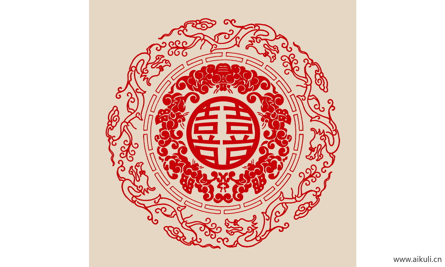 B-PSD分层婚庆双喜喜字传统艺术剪纸剪影