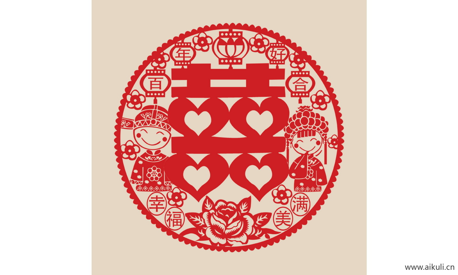 15-PSD分层 婚庆 双喜 喜字 传统 艺术 剪纸 剪影