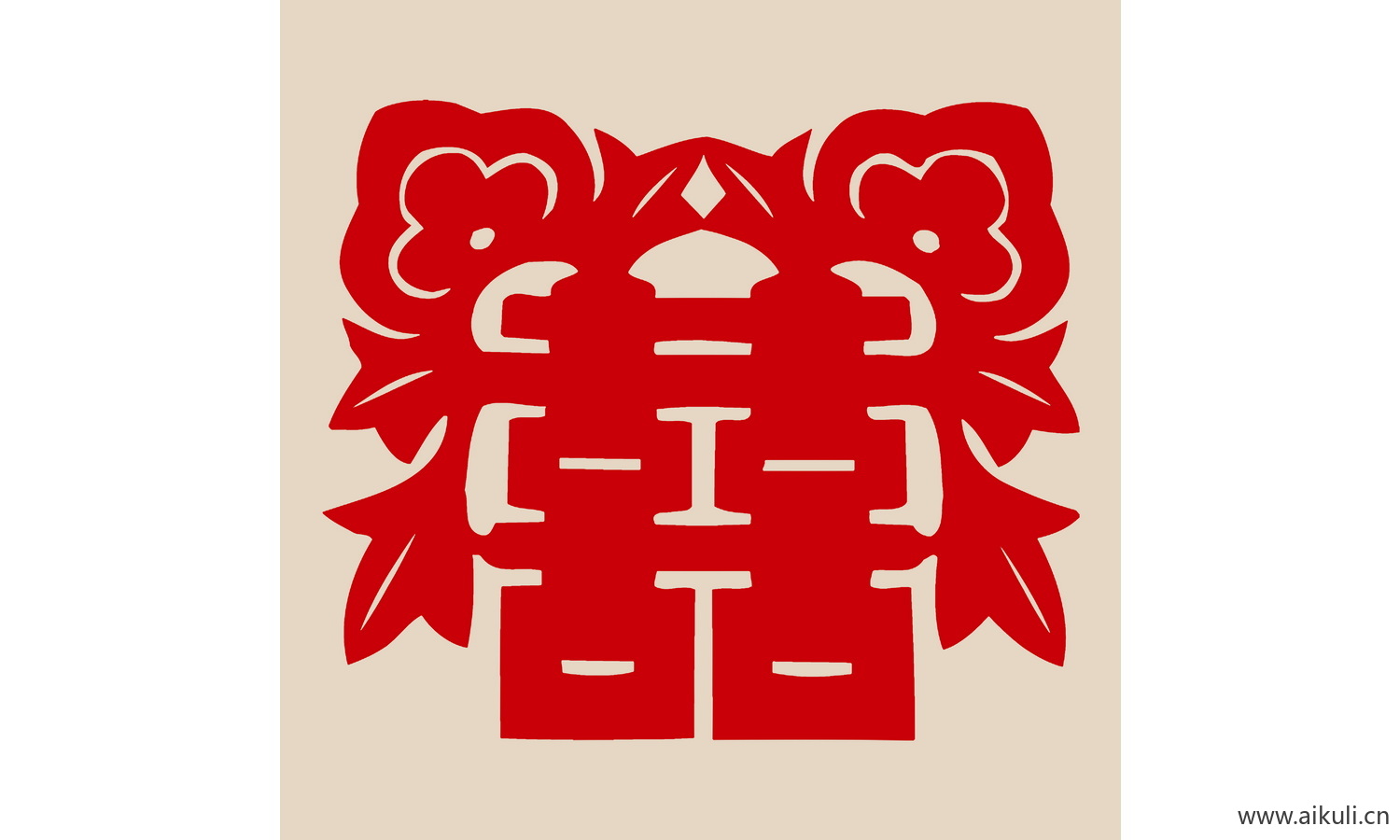 中式传统婚庆双喜喜字剪纸剪影15-PSD分层