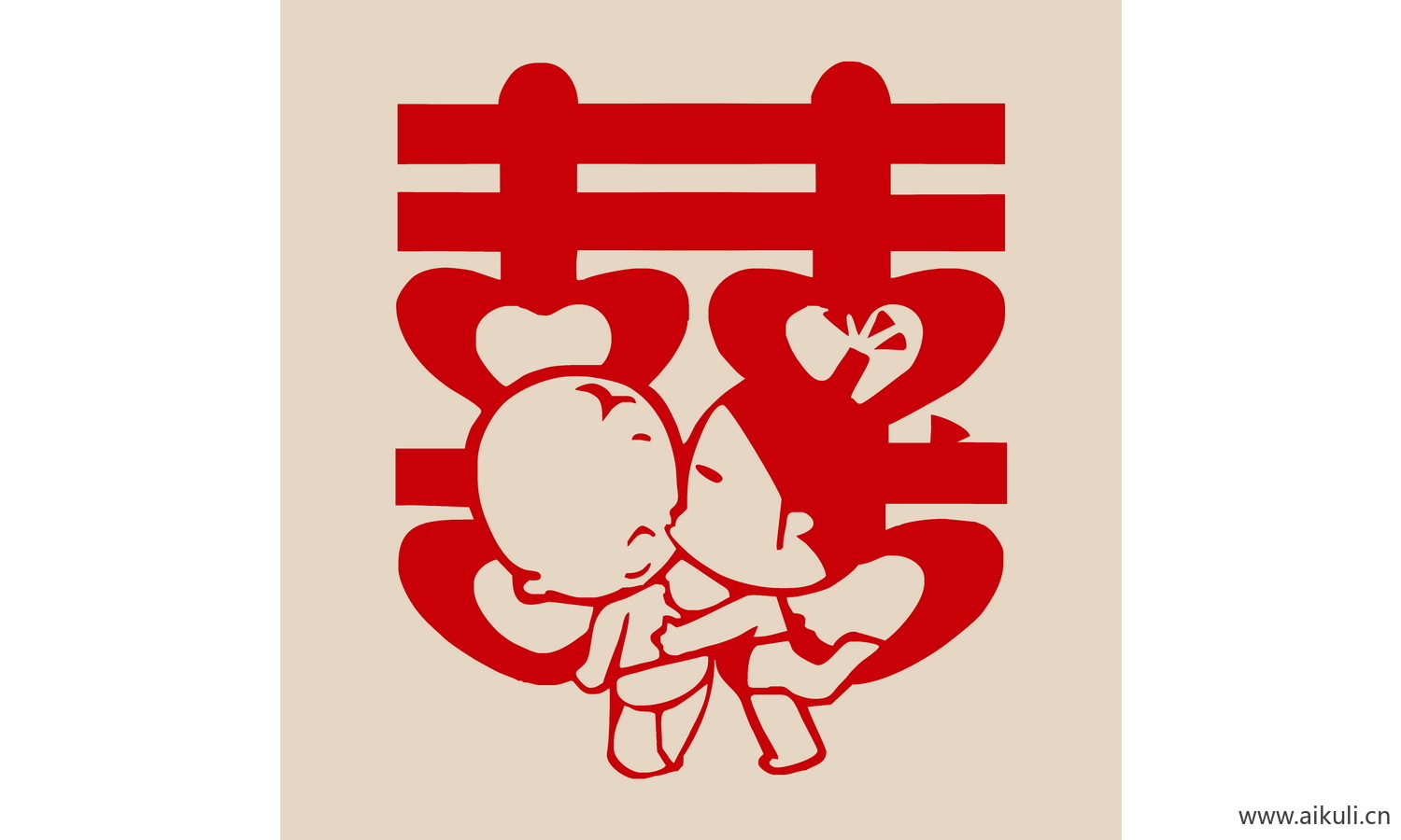 传统艺术PSD分层 婚庆双喜喜字99-PS剪纸剪影