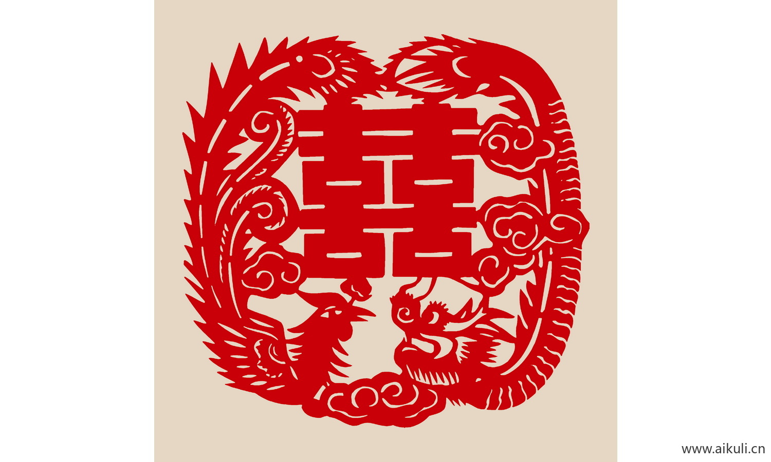 PSD分层中式传统婚庆双喜喜字K-PS剪纸剪影