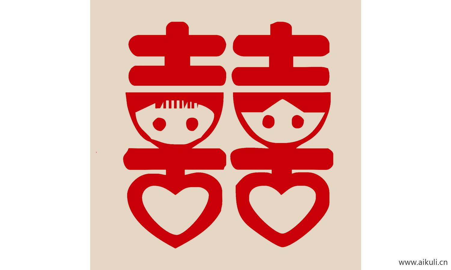 传统艺术PSD分层 婚庆双喜喜字109-PS剪纸剪影