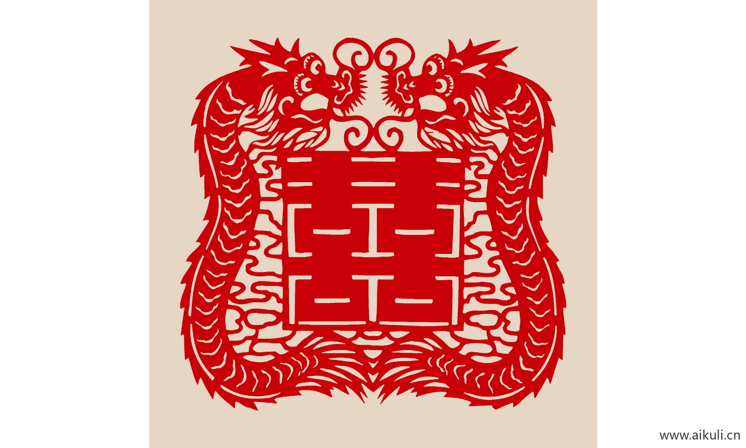 PSD分层中式传统婚庆双喜喜字I-PS剪纸剪影