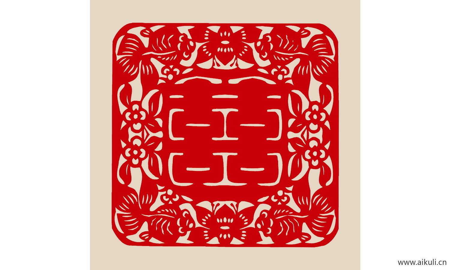 PSD分层中式传统婚庆双喜喜字W-PS剪纸剪影