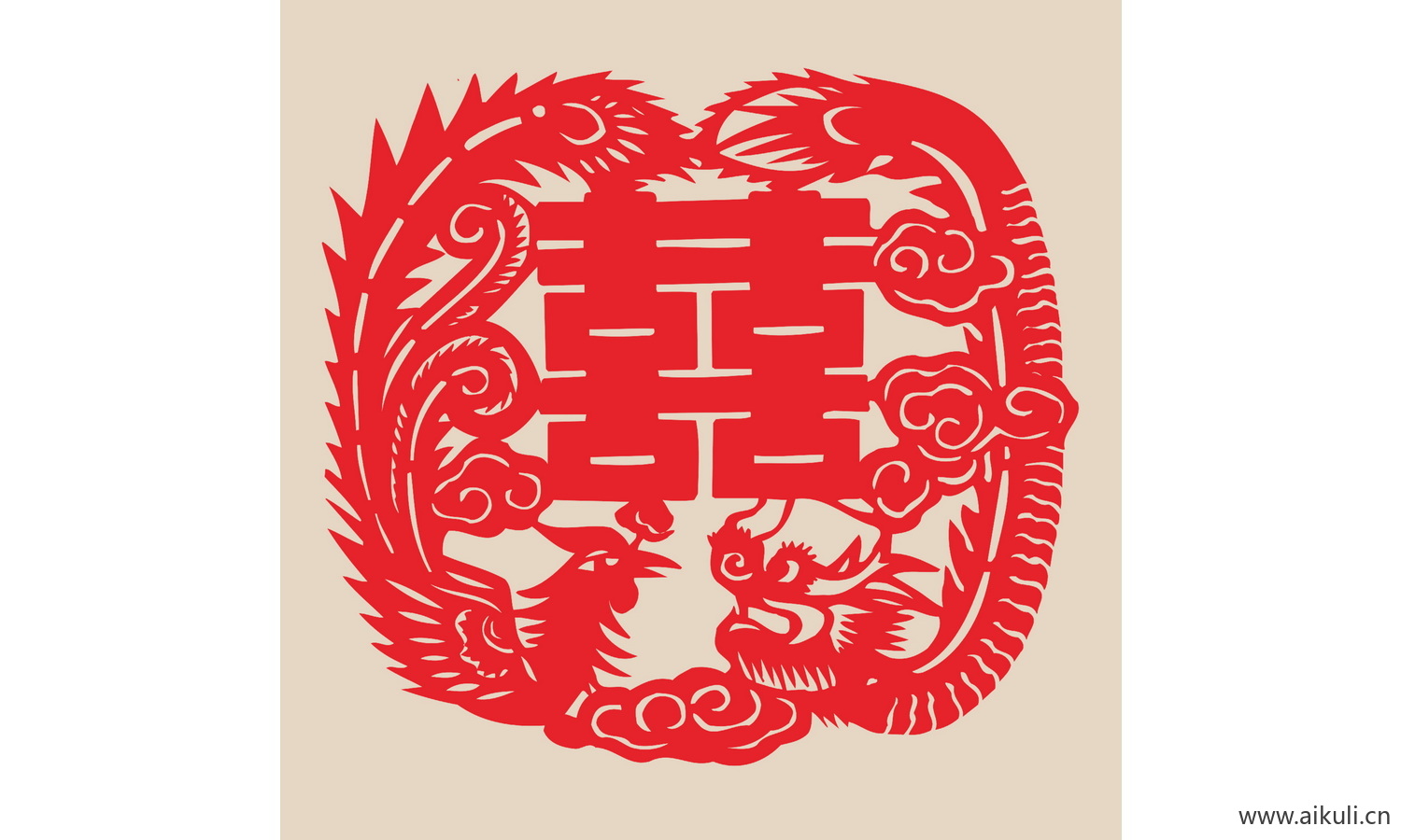 V-PSD分层婚庆双喜喜字传统艺术剪纸剪影