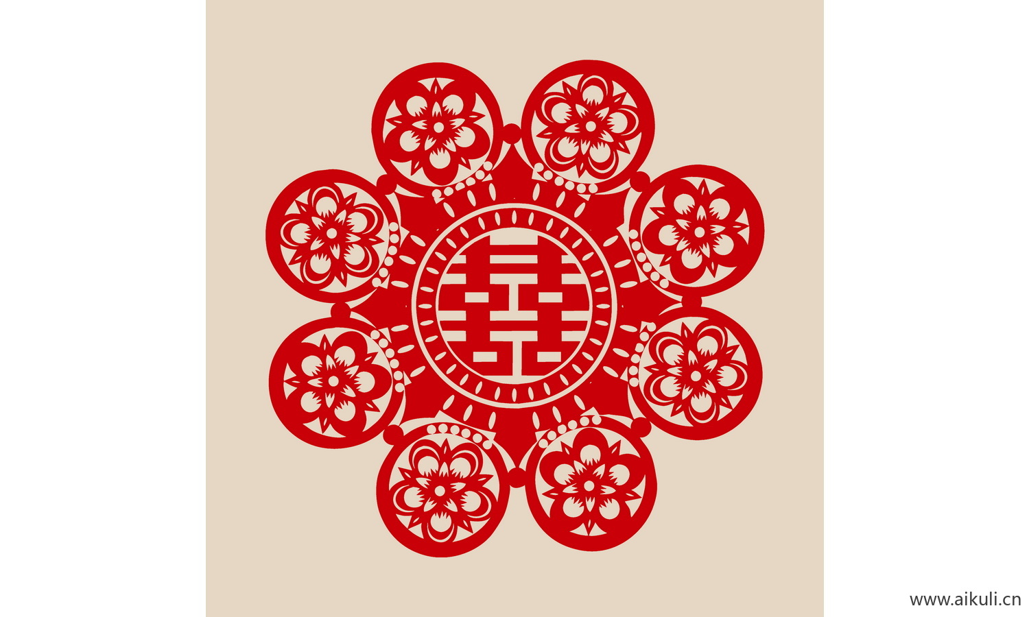 传统艺术PSD分层 婚庆双喜喜字100-PS剪纸剪影