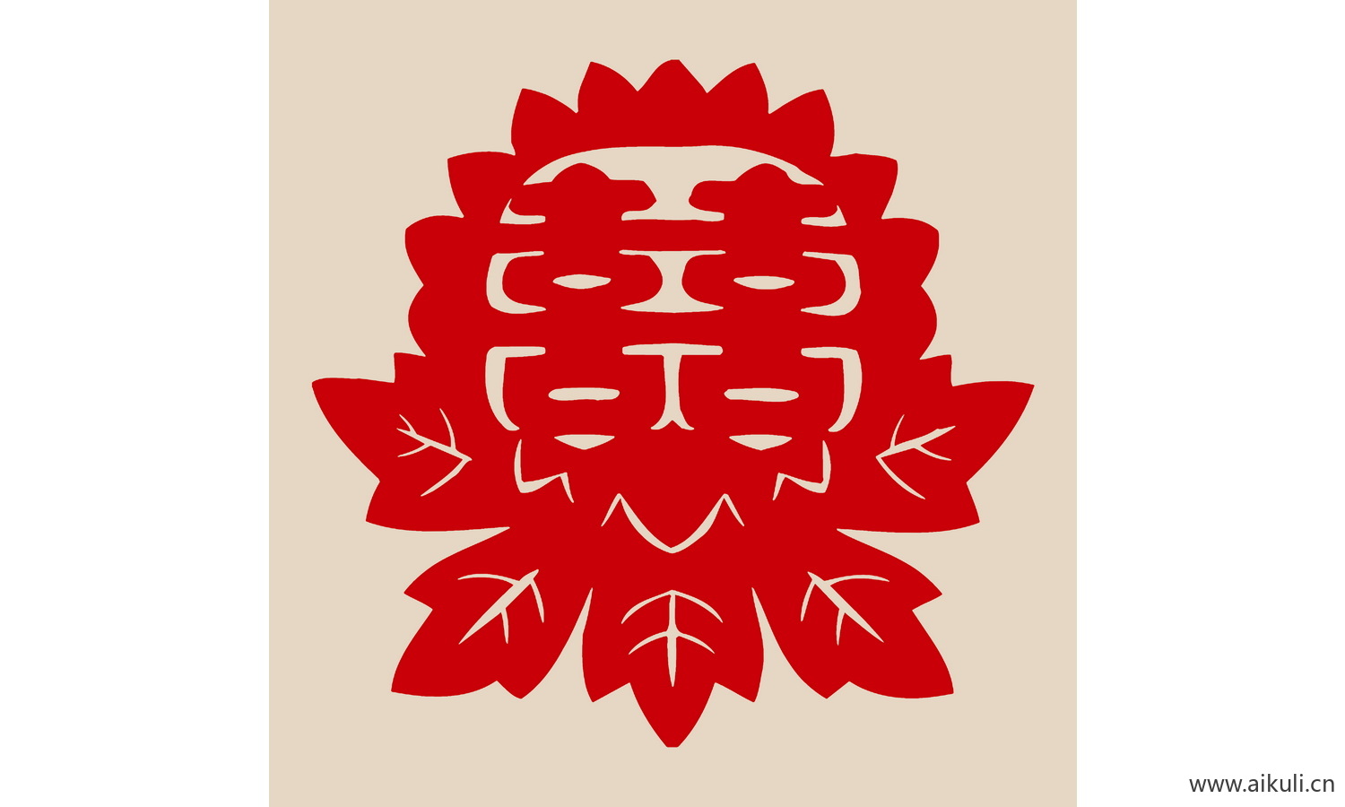 剪纸剪影G-PSD分层中式传统婚庆双喜喜字