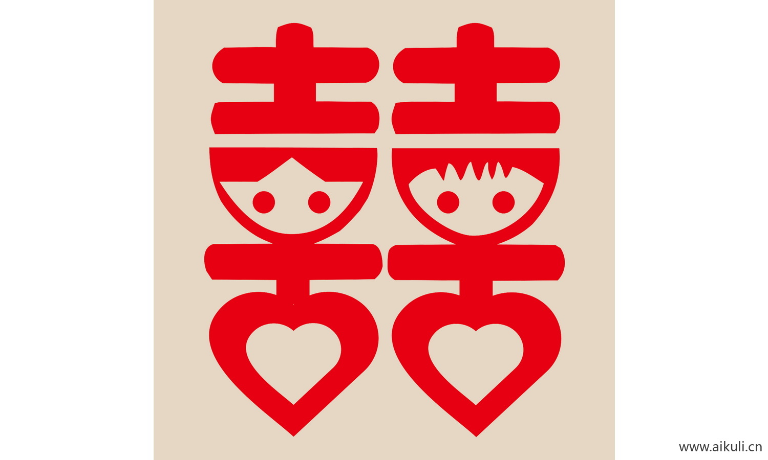 18-PSD分层 婚庆 双喜 喜字 传统 艺术 剪纸 剪影