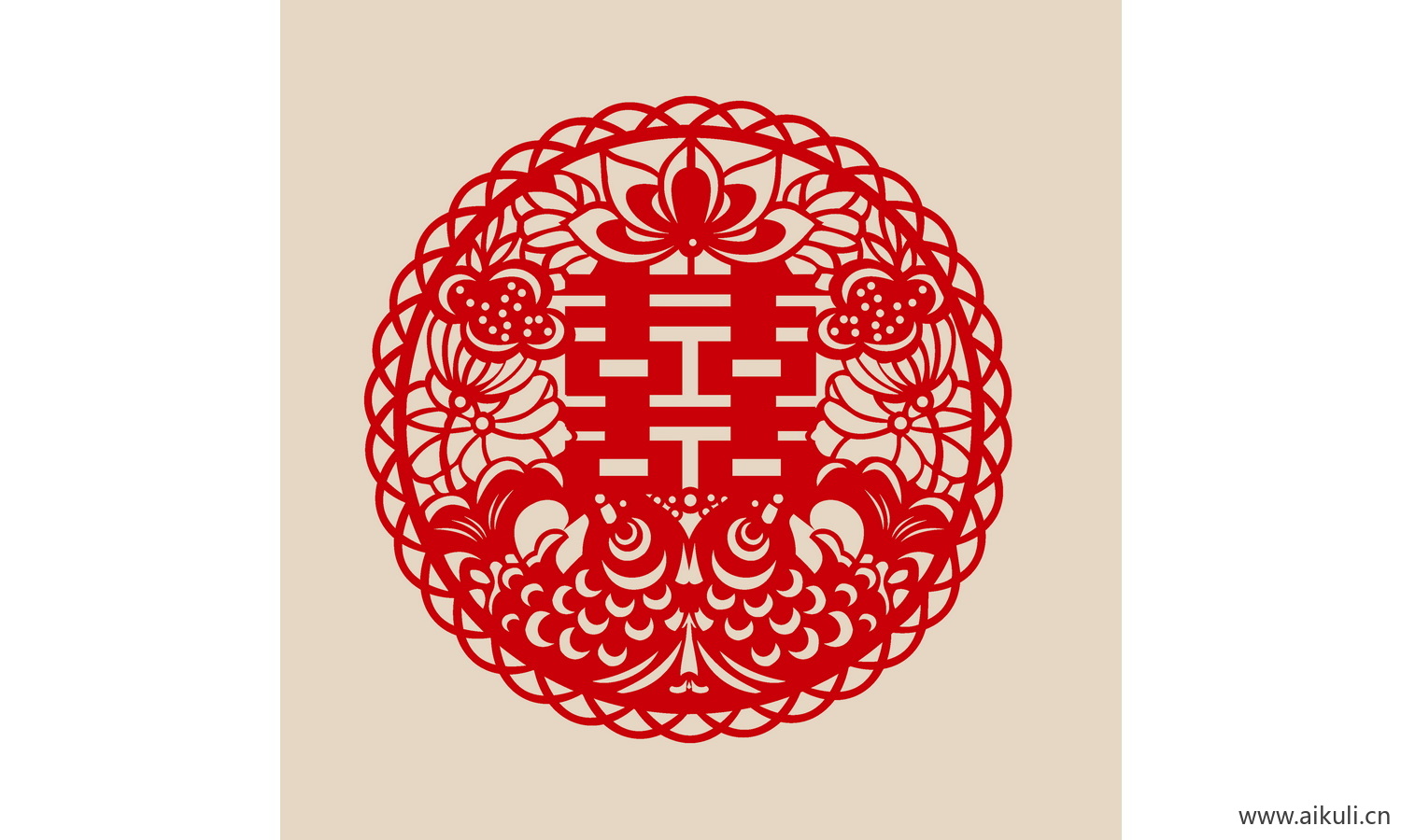 传统艺术PSD分层 婚庆双喜喜字116-PS剪纸剪影