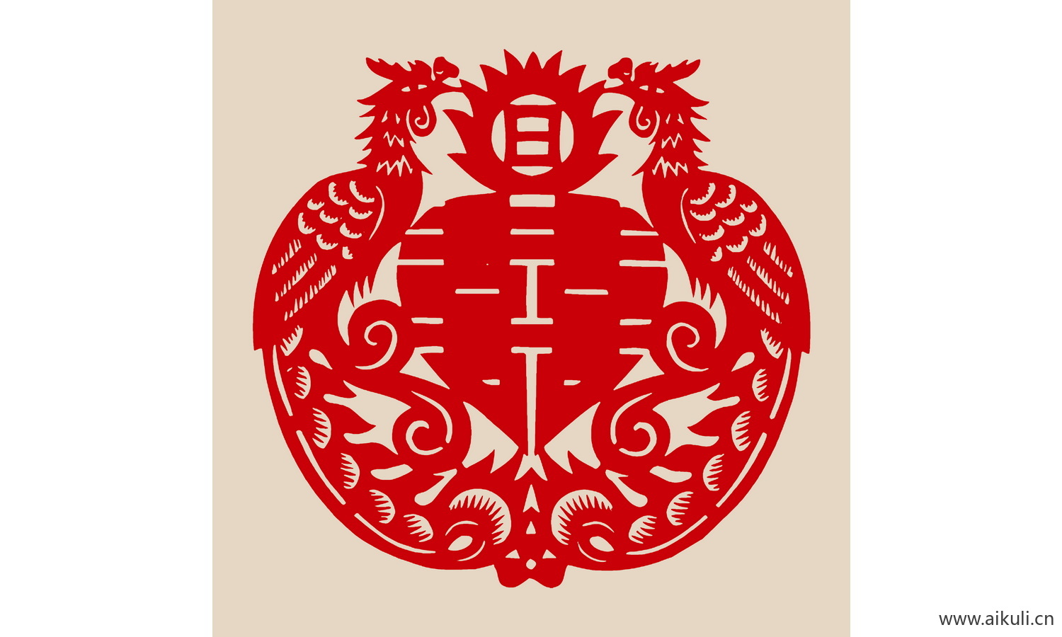 PSD分层中式传统婚庆双喜喜字J-PS剪纸剪影
