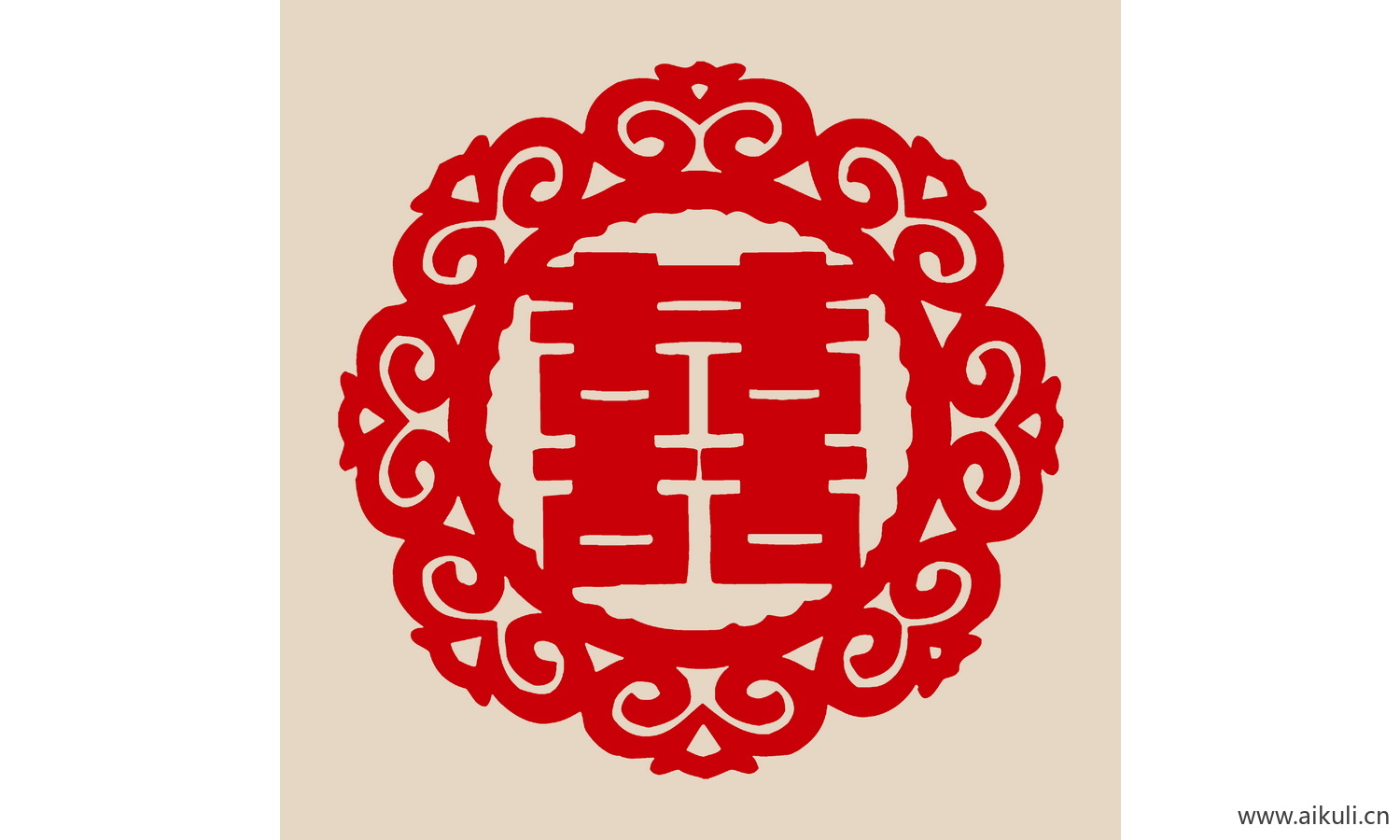 中式传统婚庆双喜喜字剪纸剪影21-PSD分层