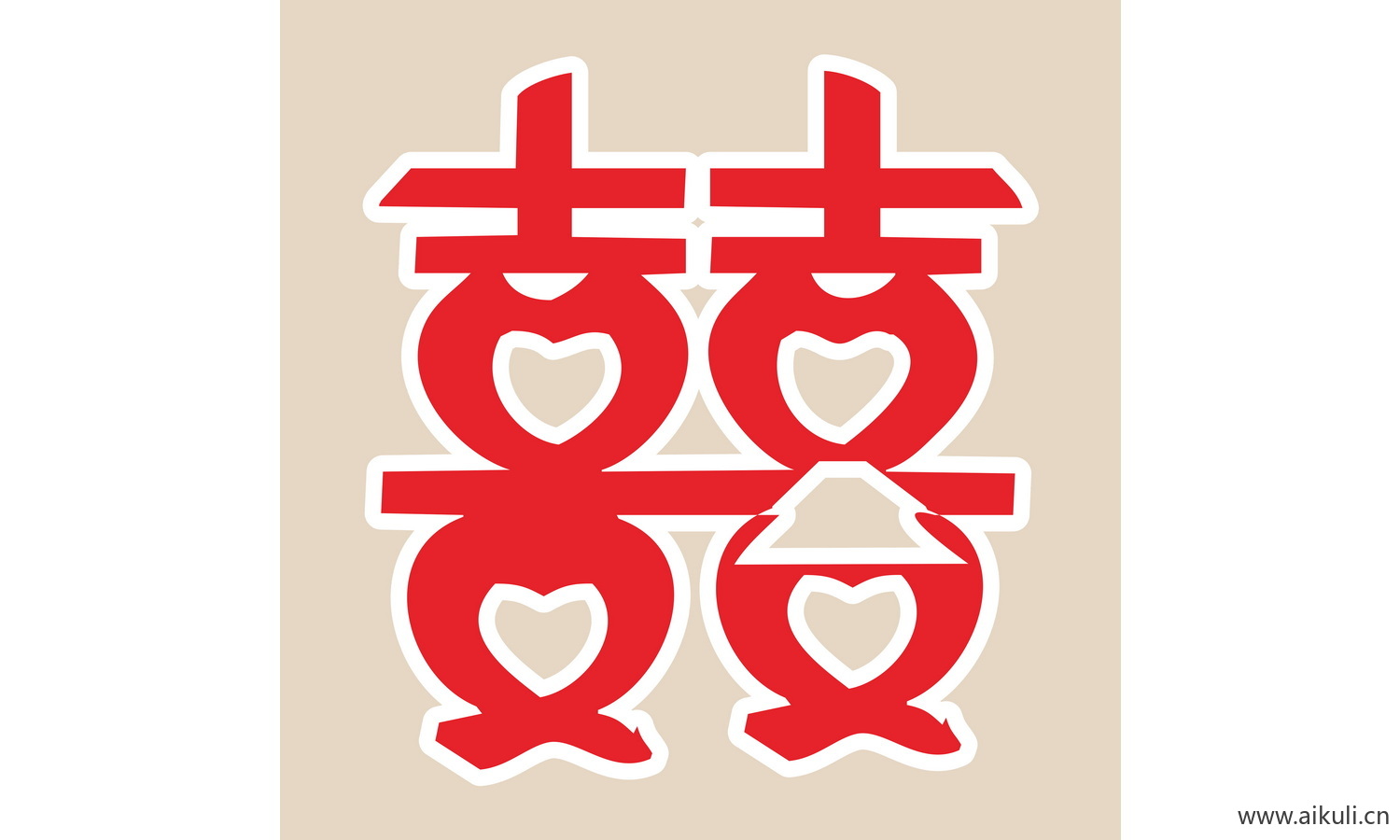 婚庆 双喜 喜字  剪纸 S-PSD分层