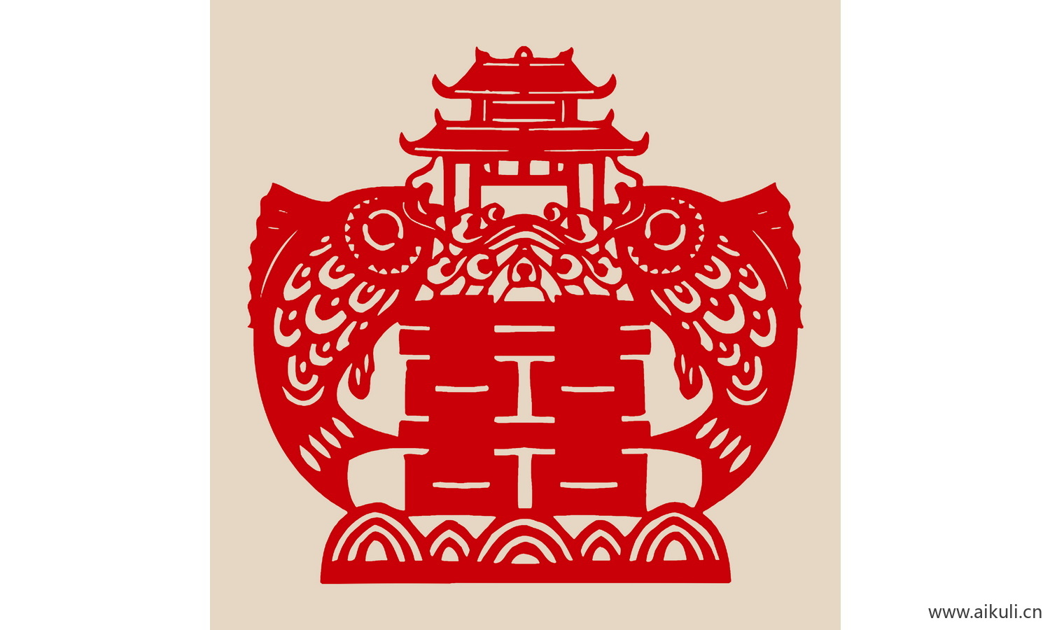 PSD分层中式传统婚庆双喜喜字BB-PS剪纸剪影