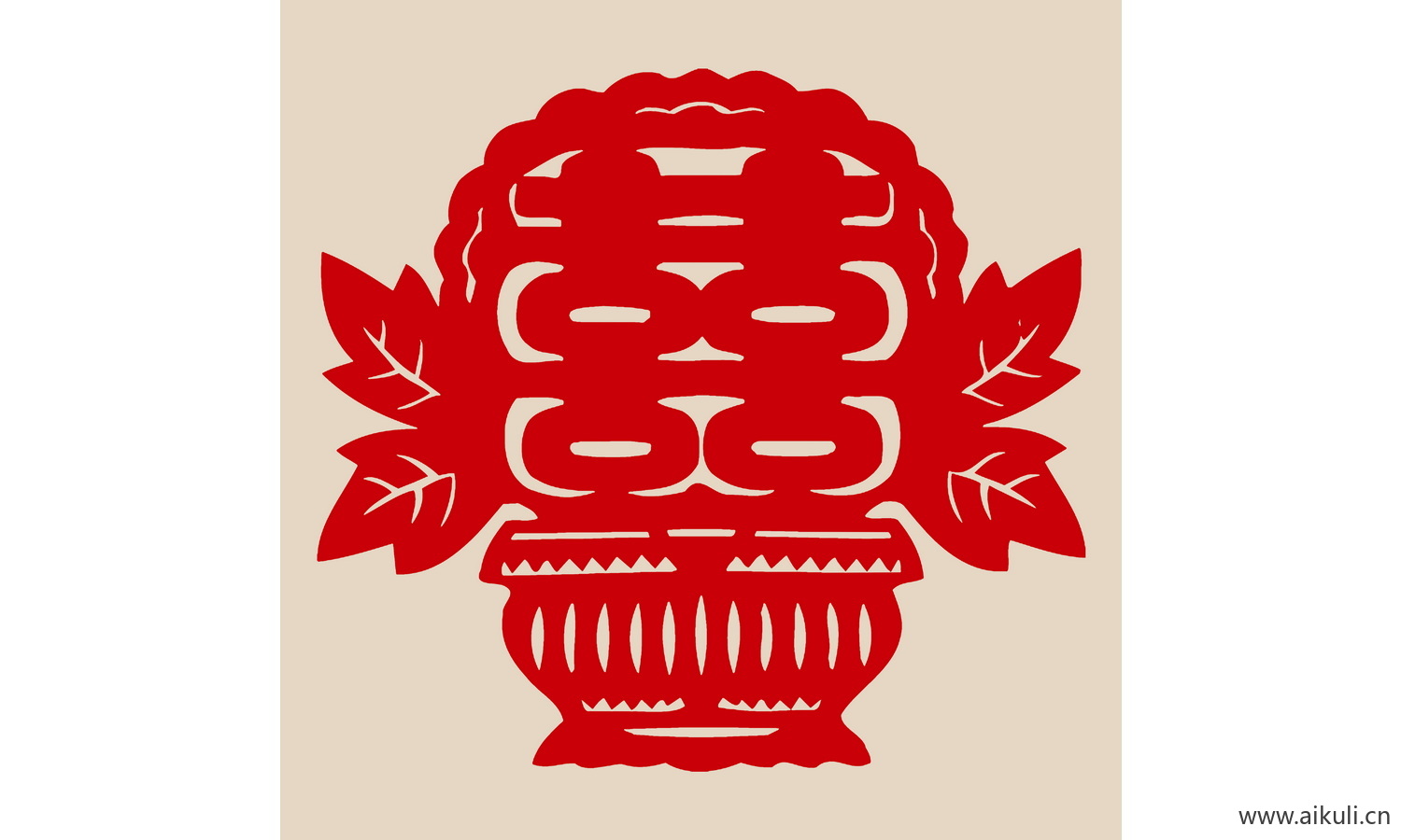 PSD分层中式传统婚庆双喜喜字C-PS剪纸剪影