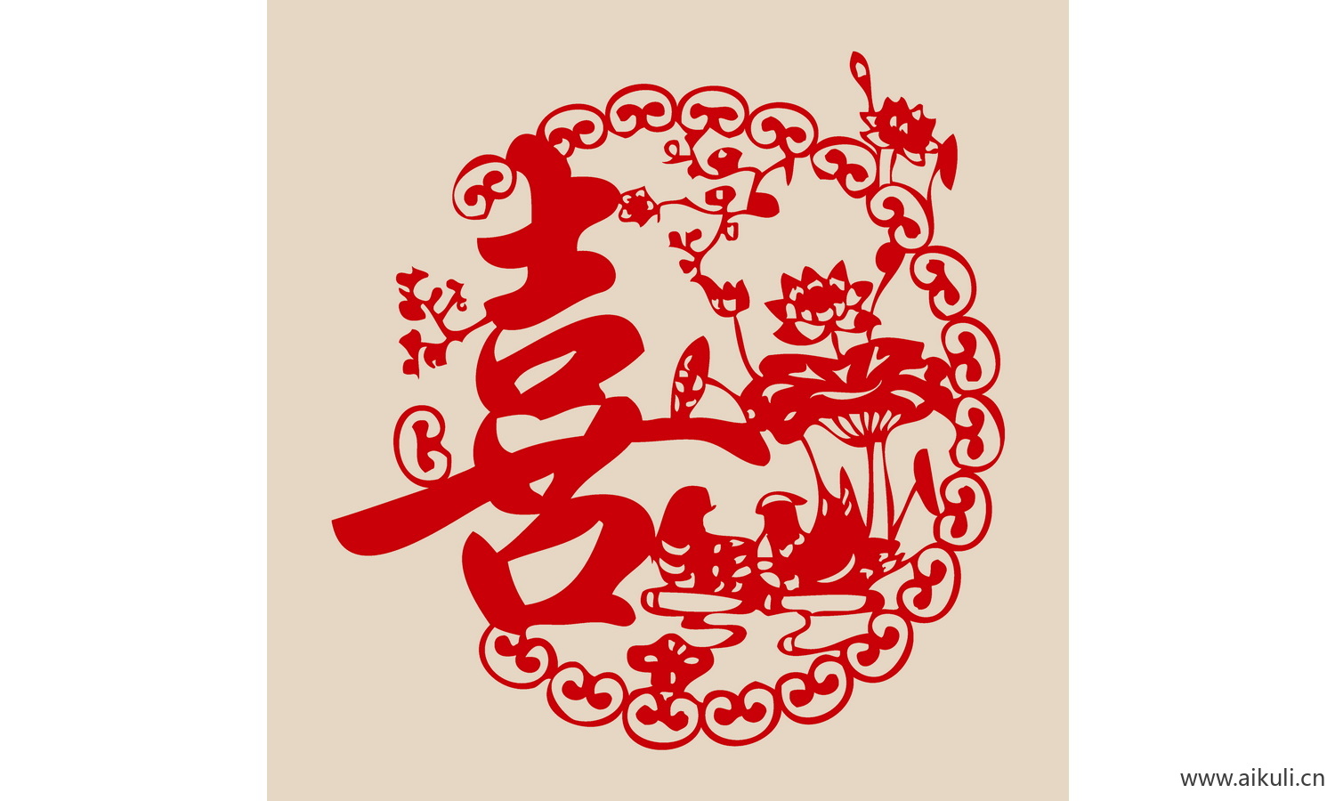 A-PSD分层婚庆双喜喜字传统艺术剪纸剪影