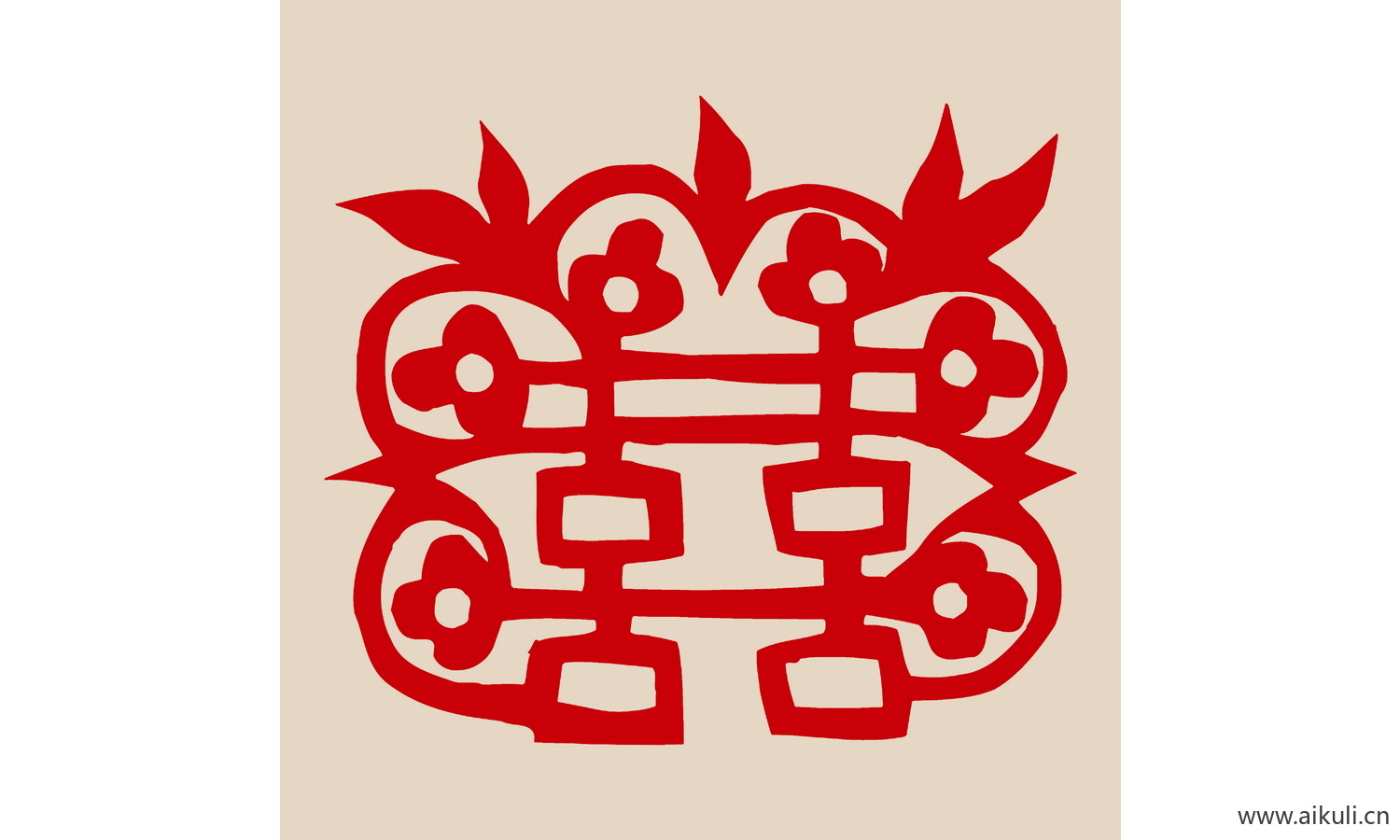 剪纸剪影E-PSD分层中式传统婚庆双喜喜字